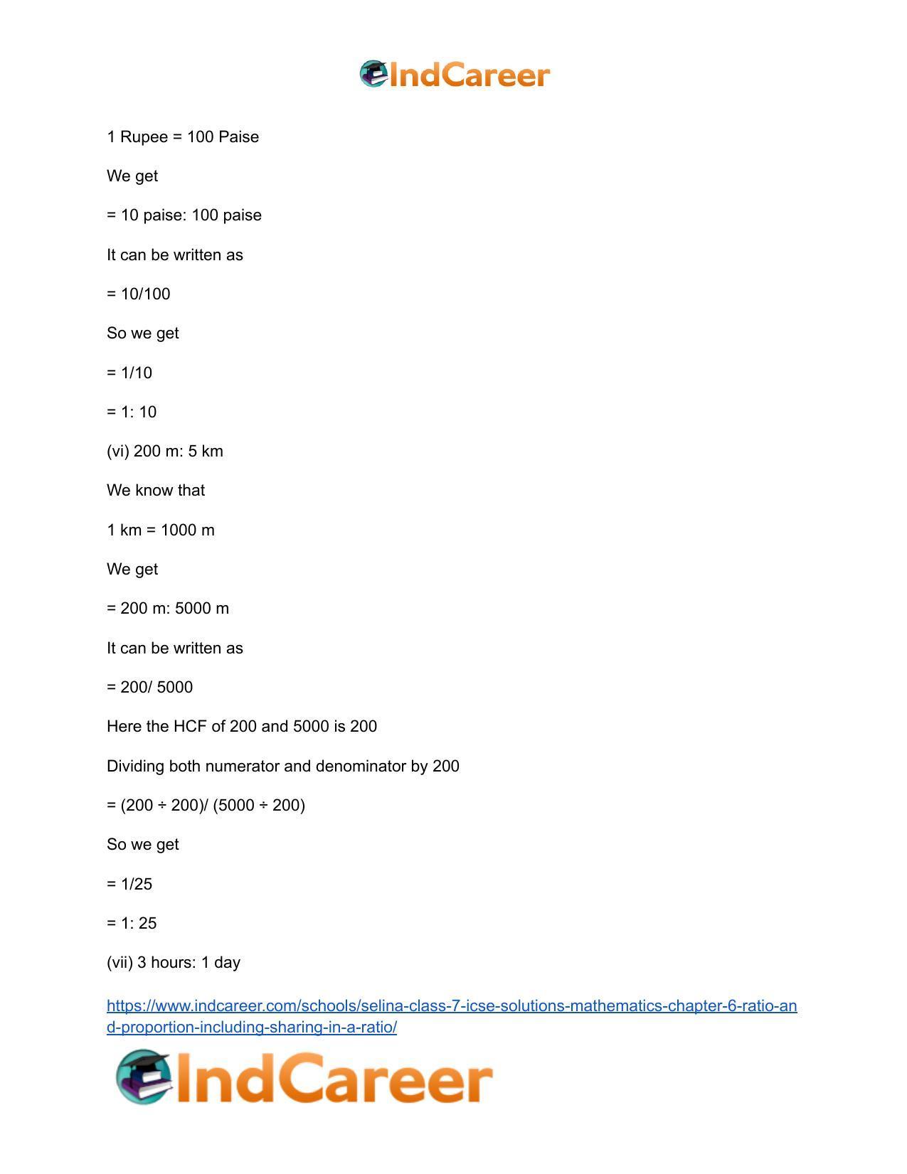 Selina Class 7 ICSE Solutions Mathematics : Chapter 6- Ratio and Proportion (Including Sharing in a Ratio) - Page 5