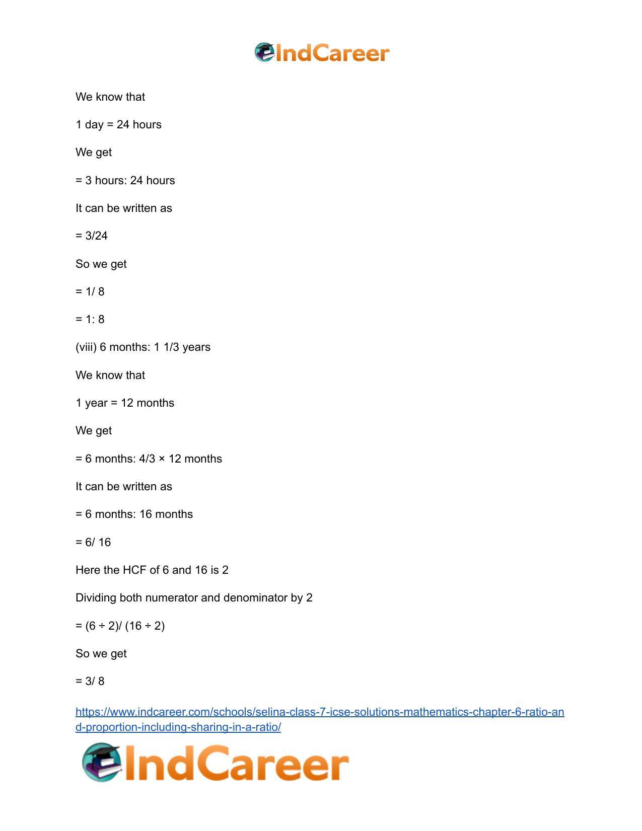 Selina Class 7 ICSE Solutions Mathematics : Chapter 6- Ratio and Proportion (Including Sharing in a Ratio) - Page 6
