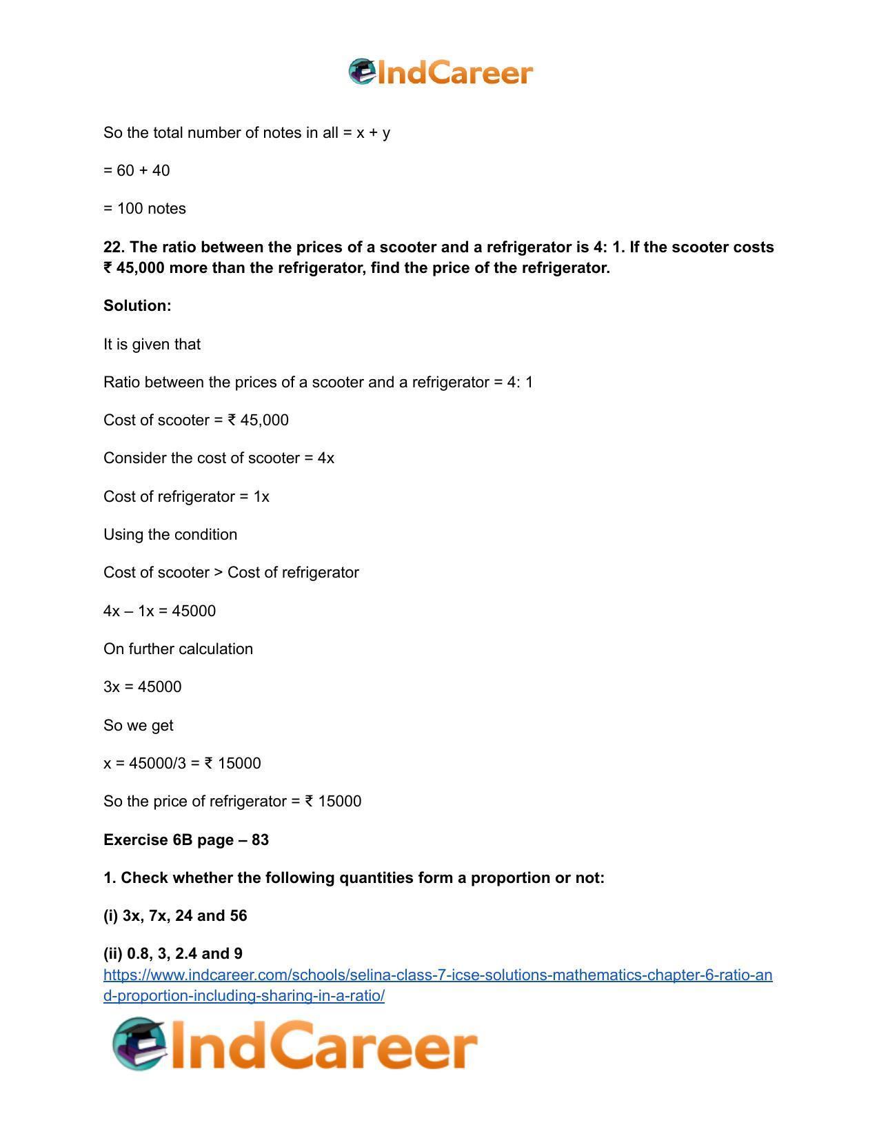 Selina Class 7 ICSE Solutions Mathematics : Chapter 6- Ratio and Proportion (Including Sharing in a Ratio) - Page 19