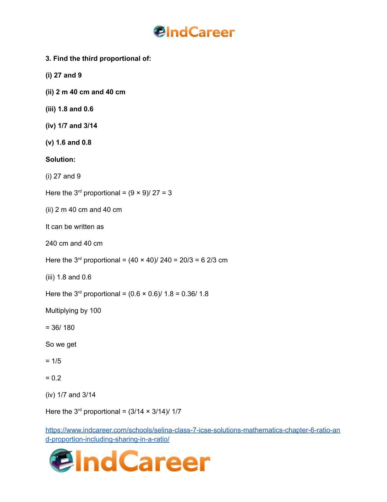 Selina Class 7 ICSE Solutions Mathematics : Chapter 6- Ratio and Proportion (Including Sharing in a Ratio) - Page 23