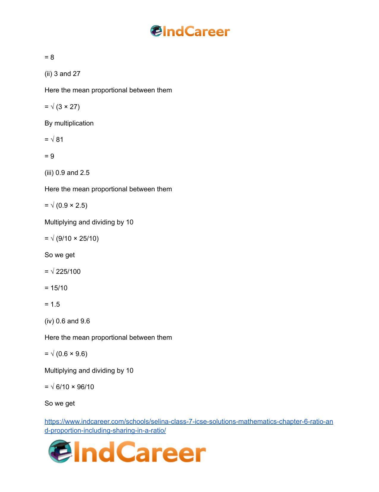 Selina Class 7 ICSE Solutions Mathematics : Chapter 6- Ratio and Proportion (Including Sharing in a Ratio) - Page 25