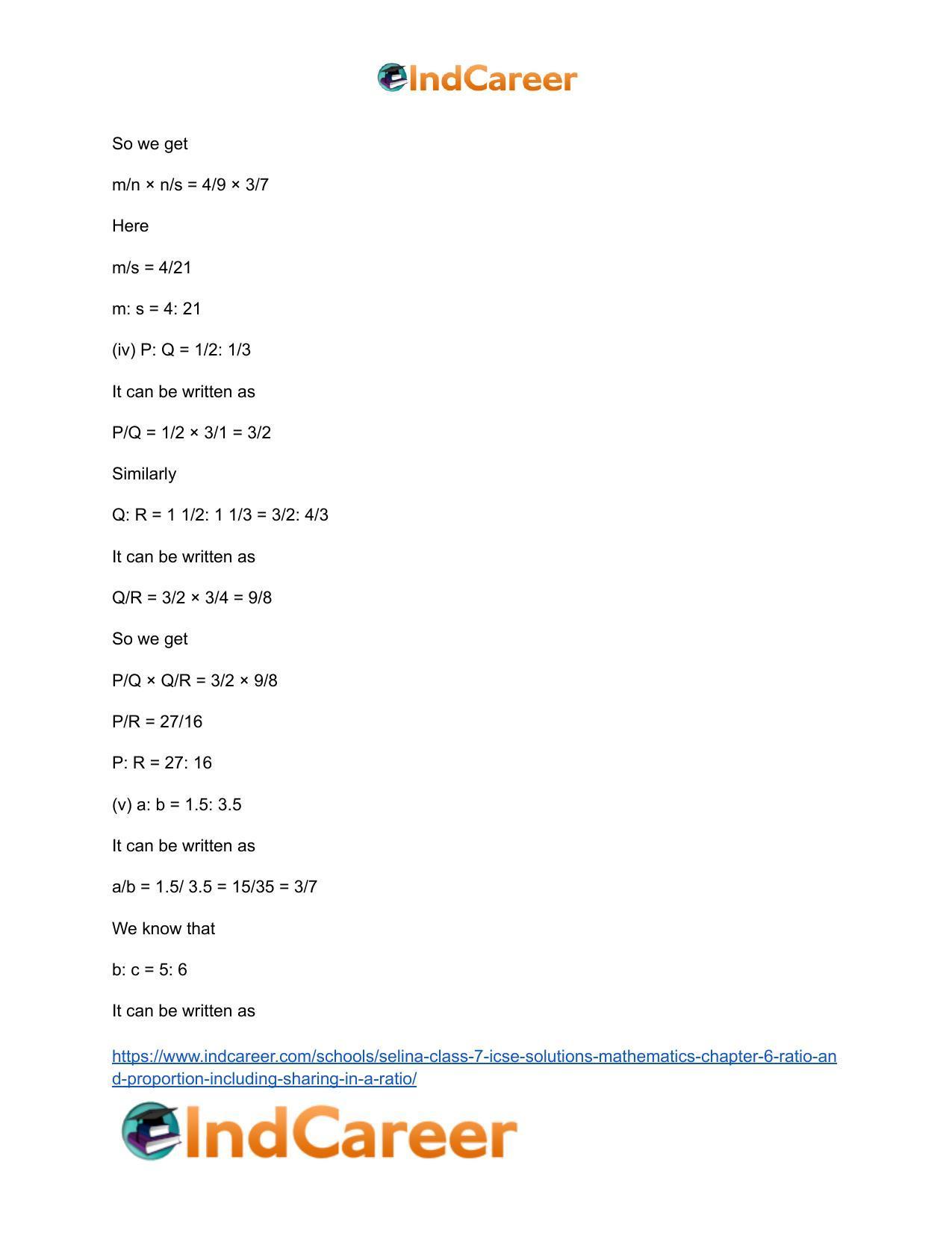 Selina Class 7 ICSE Solutions Mathematics : Chapter 6- Ratio and Proportion (Including Sharing in a Ratio) - Page 28