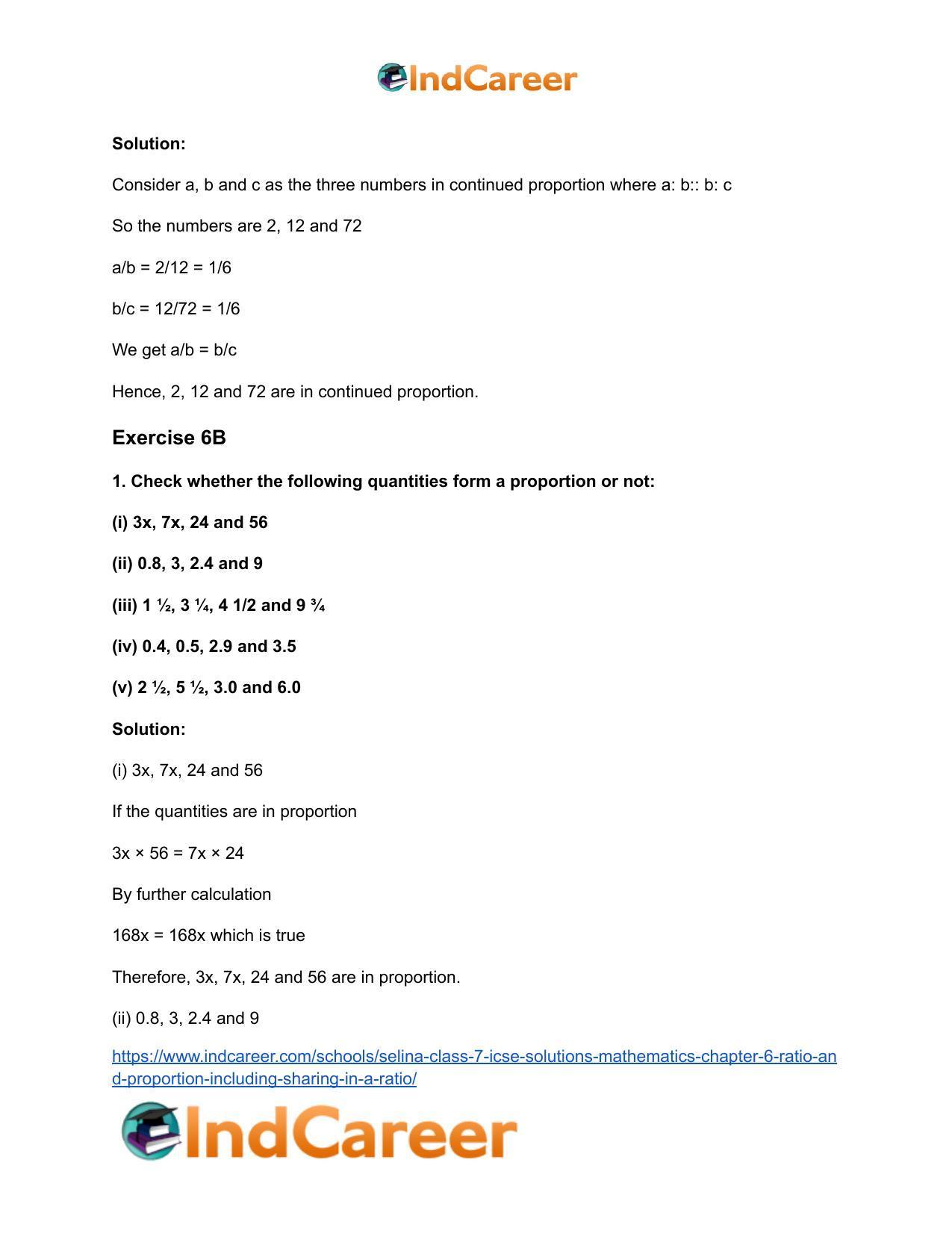 Selina Class 7 ICSE Solutions Mathematics : Chapter 6- Ratio and Proportion (Including Sharing in a Ratio) - Page 31