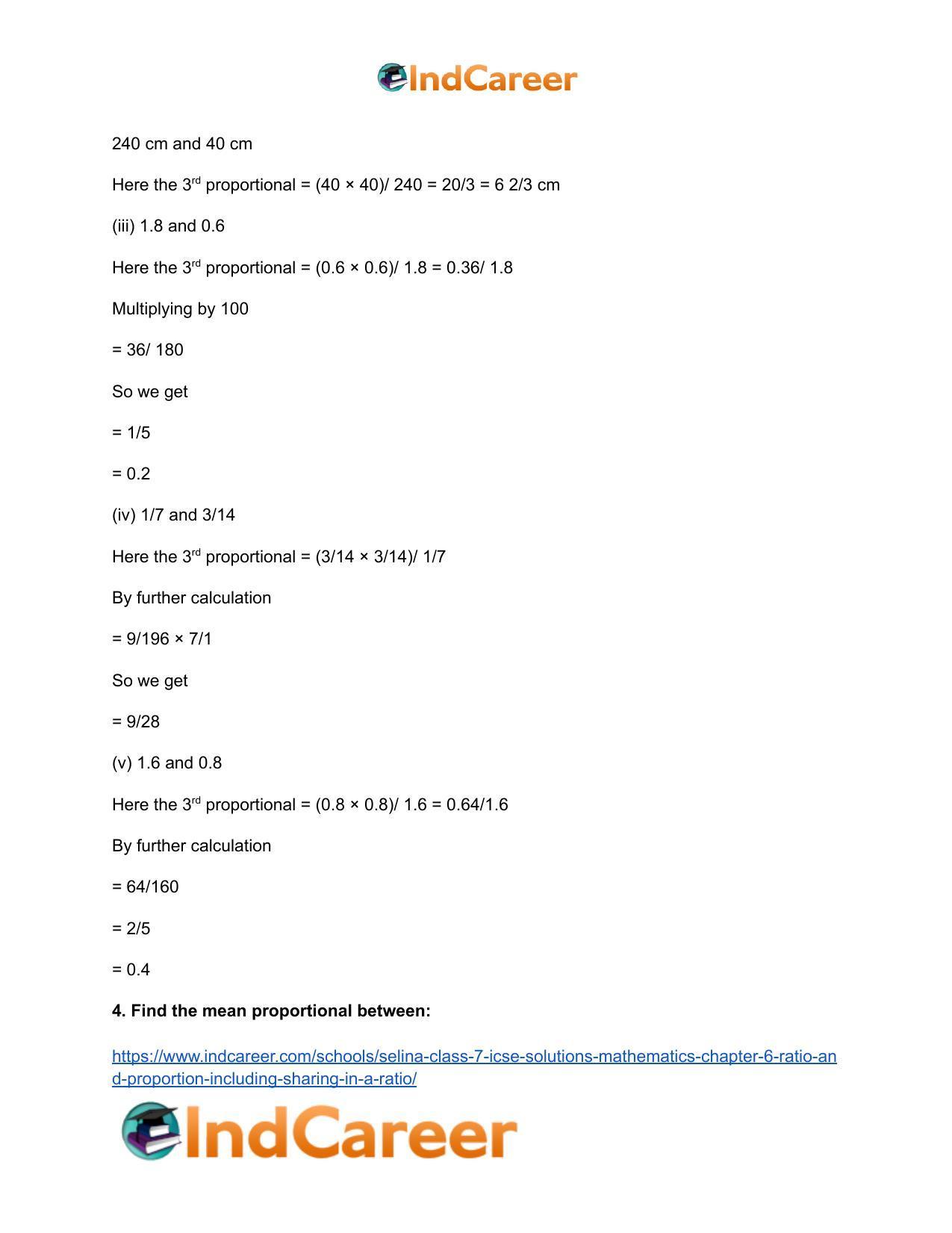 Selina Class 7 ICSE Solutions Mathematics : Chapter 6- Ratio and Proportion (Including Sharing in a Ratio) - Page 35