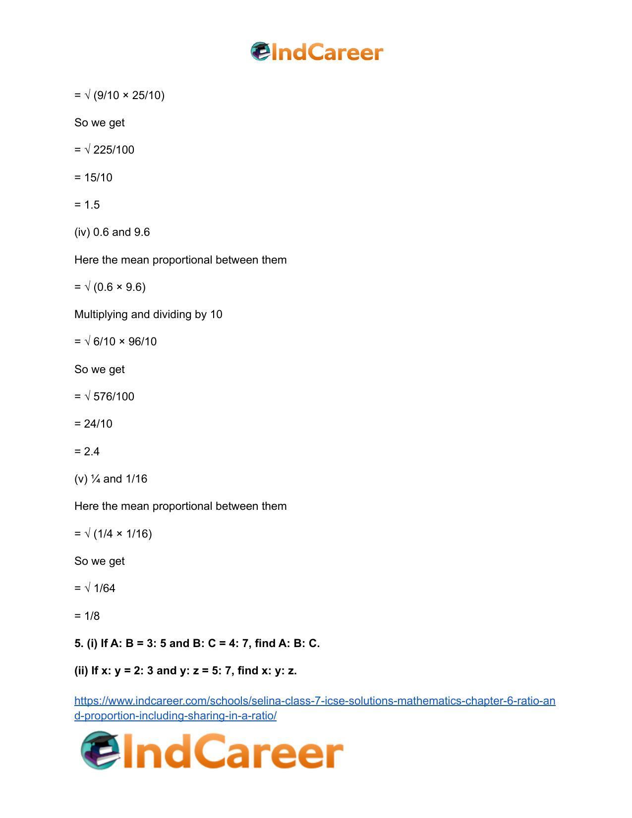 Selina Class 7 ICSE Solutions Mathematics : Chapter 6- Ratio and Proportion (Including Sharing in a Ratio) - Page 37