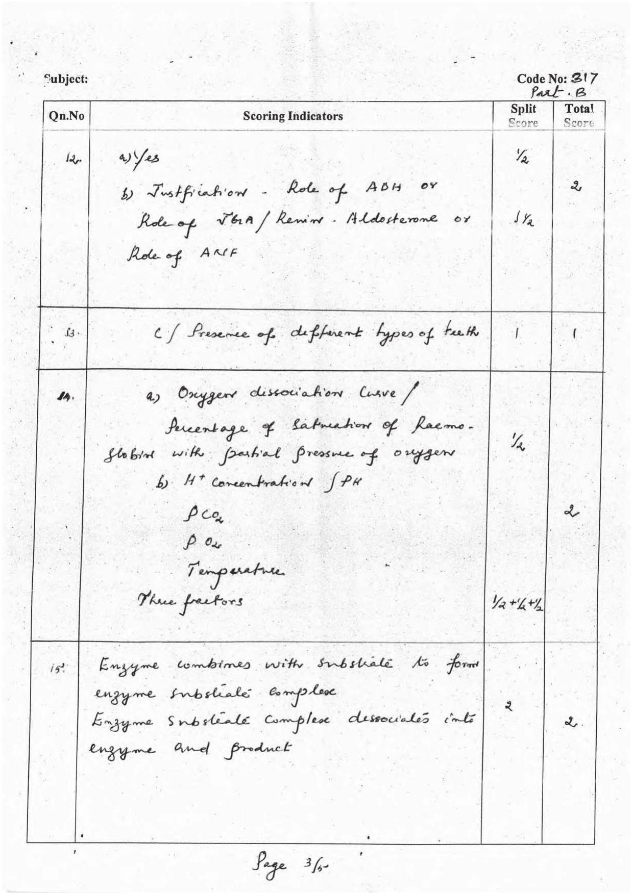 Kerala Plus One 2016 Zoology Answer Key - Page 3