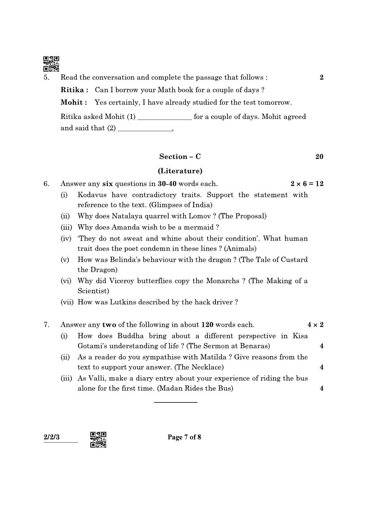 CBSE Class 10 2-2-3 (English L & L) 2022 Question Paper - Page 7