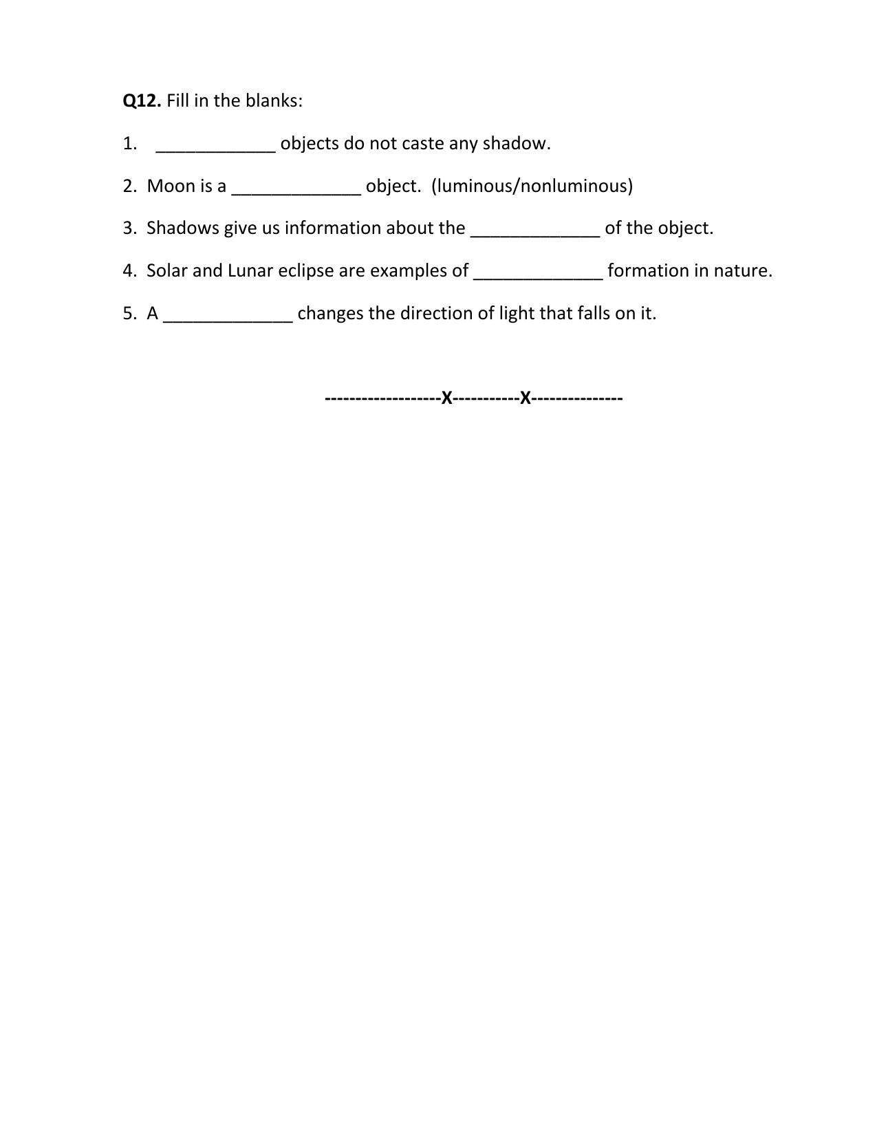 CBSE Worksheets for Class 6 Light Shadows and Reflections Assignment - Page 2