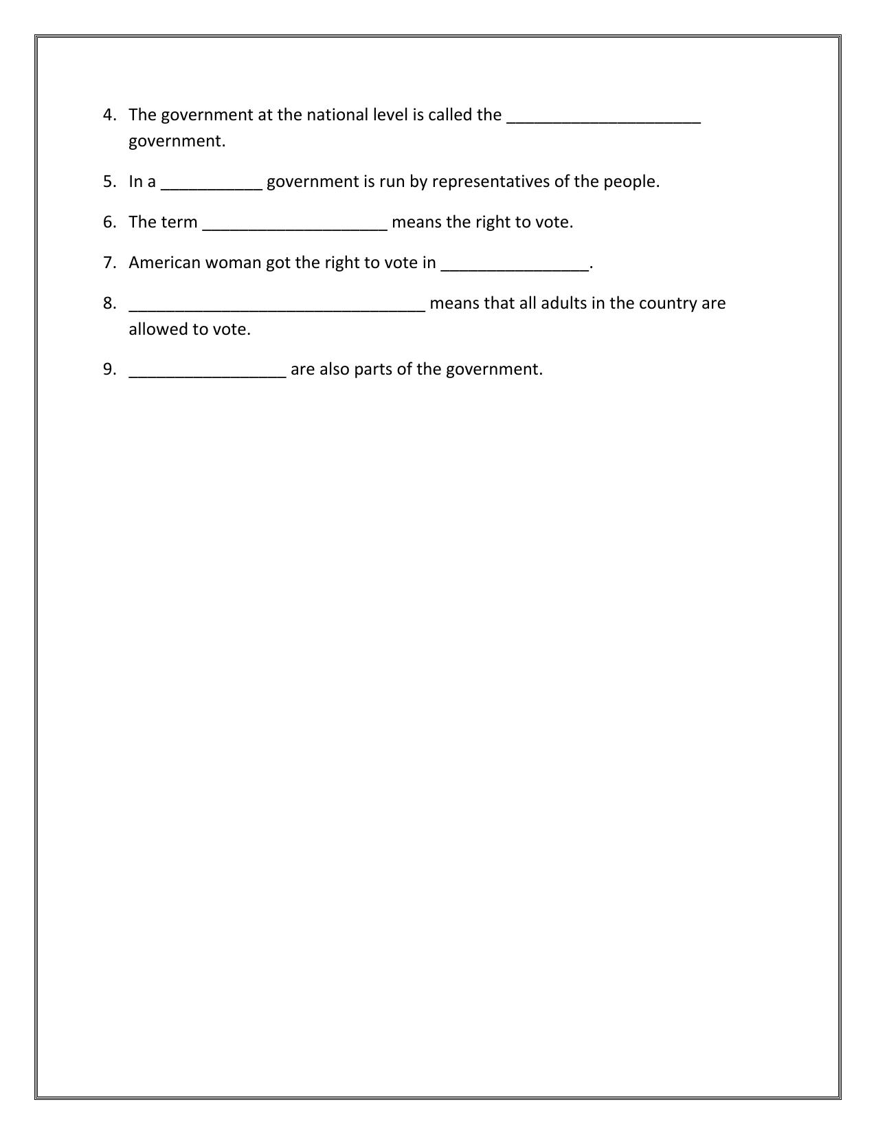 CBSE Worksheets for Class 6 Social Science Key elements of a democratic government Assignment 3 - Page 2