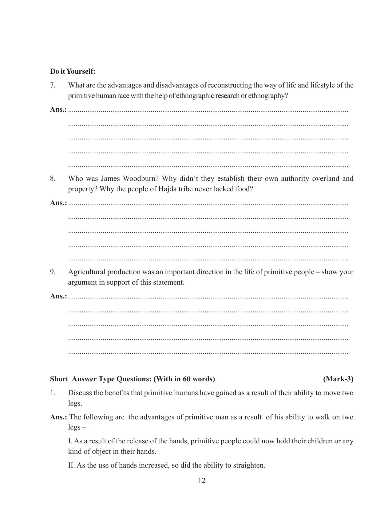 Tripura Board Class 11 History English Version Workbooks - Page 12