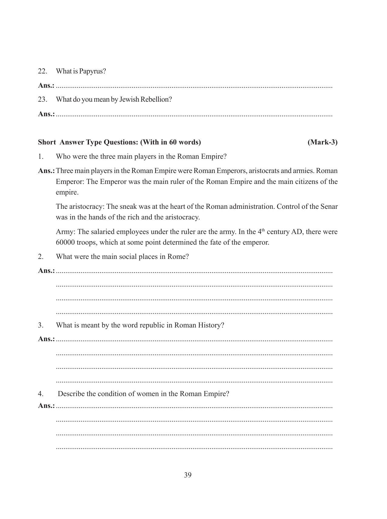 Tripura Board Class 11 History English Version Workbooks - Page 39