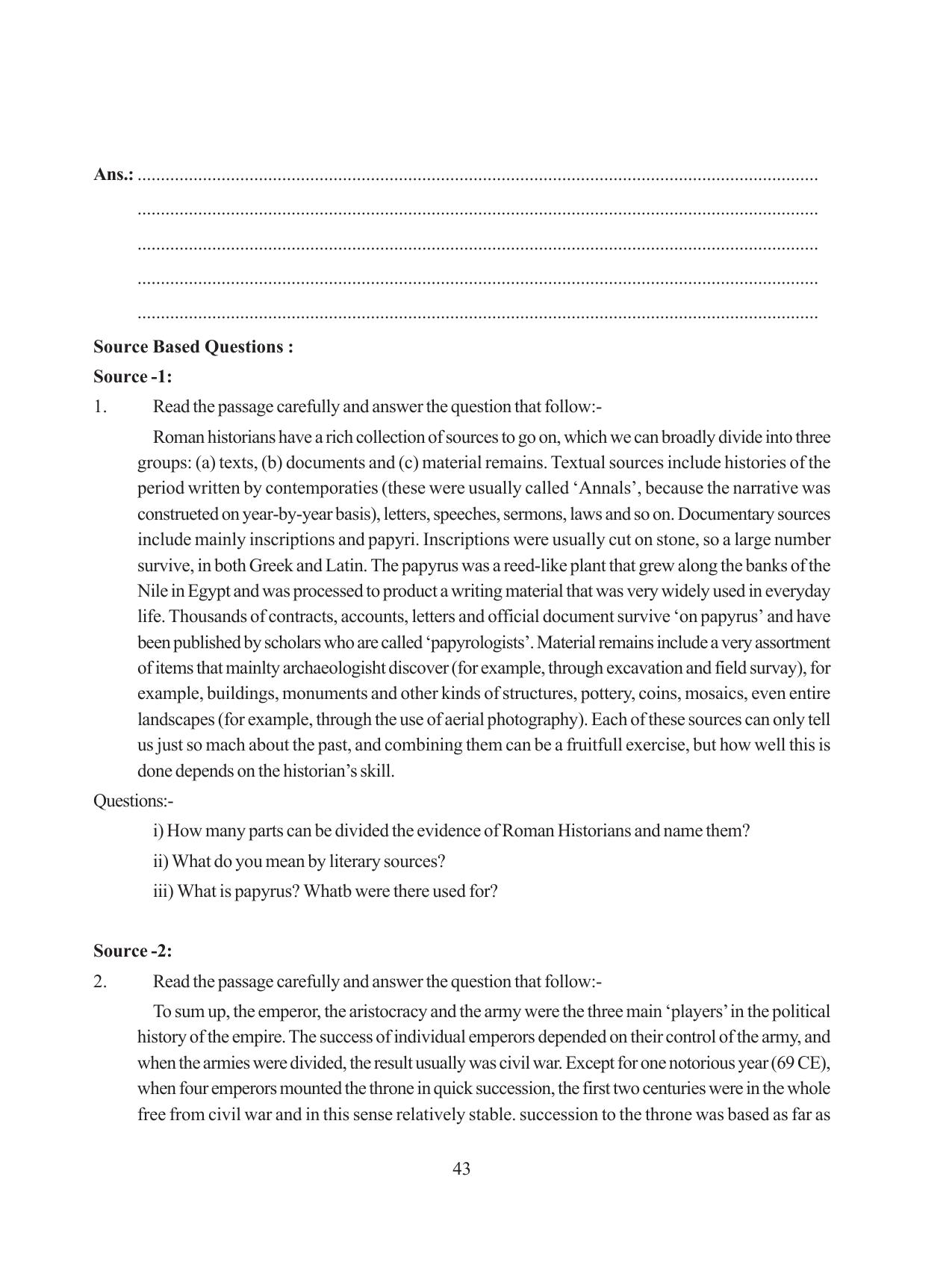 Tripura Board Class 11 History English Version Workbooks - Page 43