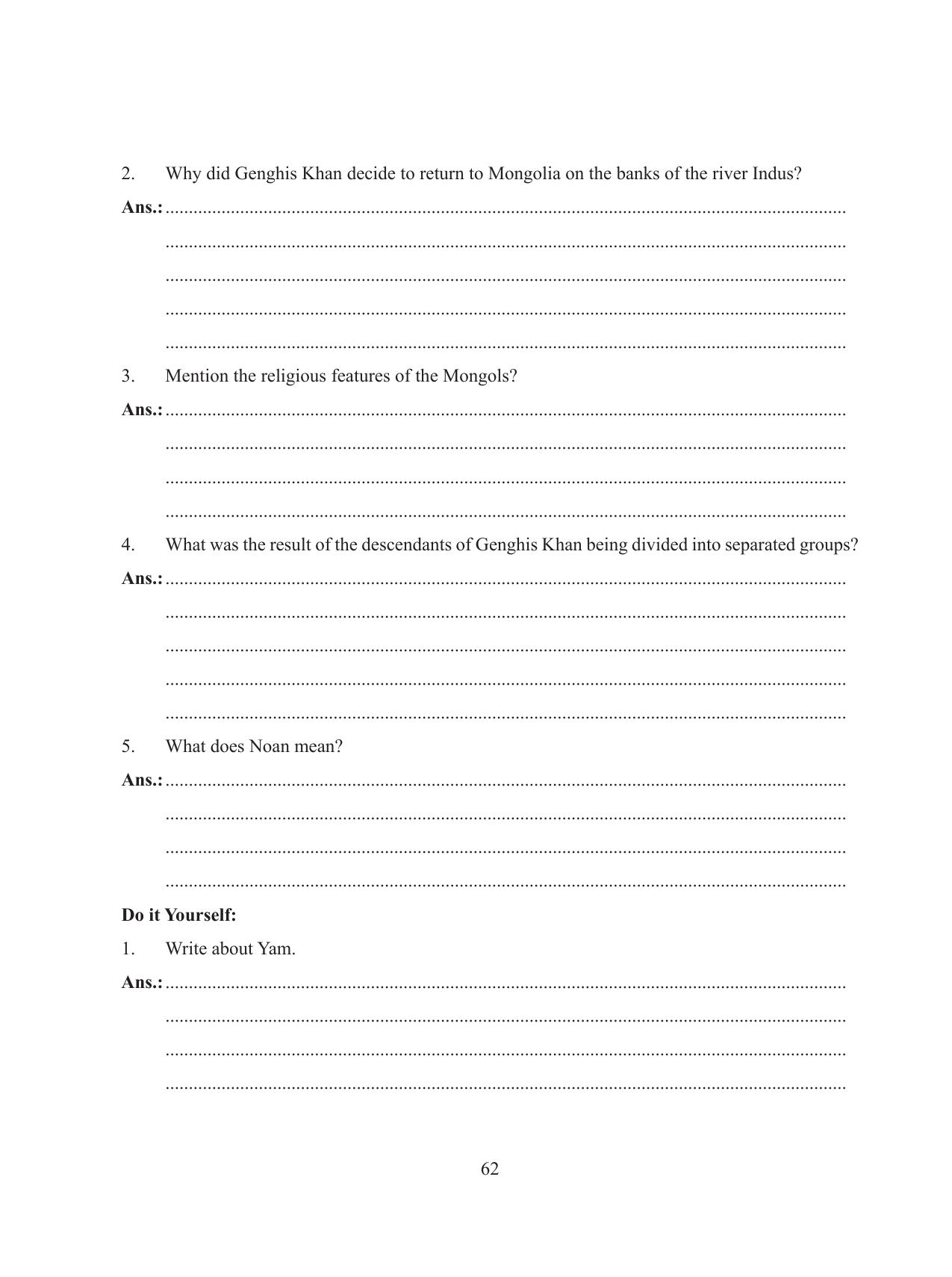 Tripura Board Class 11 History English Version Workbooks - Page 62