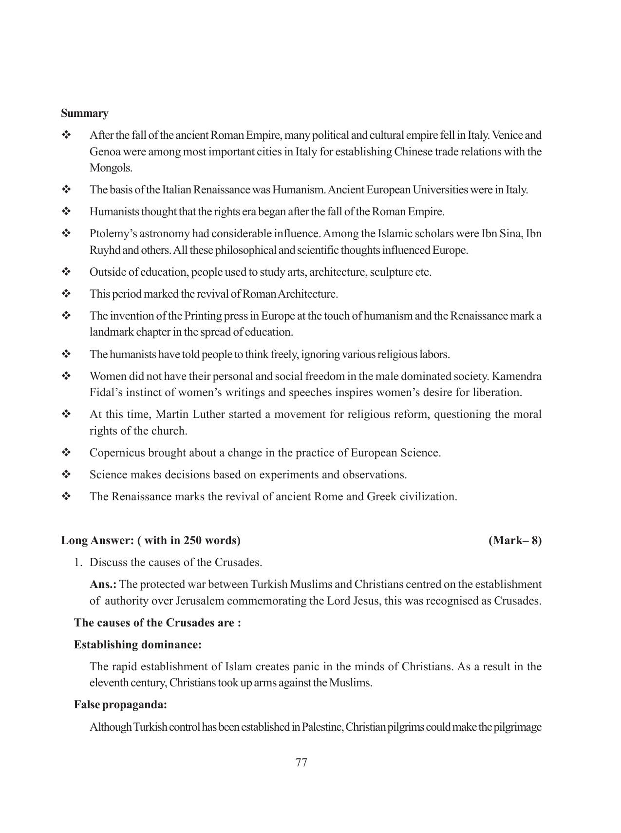 Tripura Board Class 11 History English Version Workbooks - Page 77