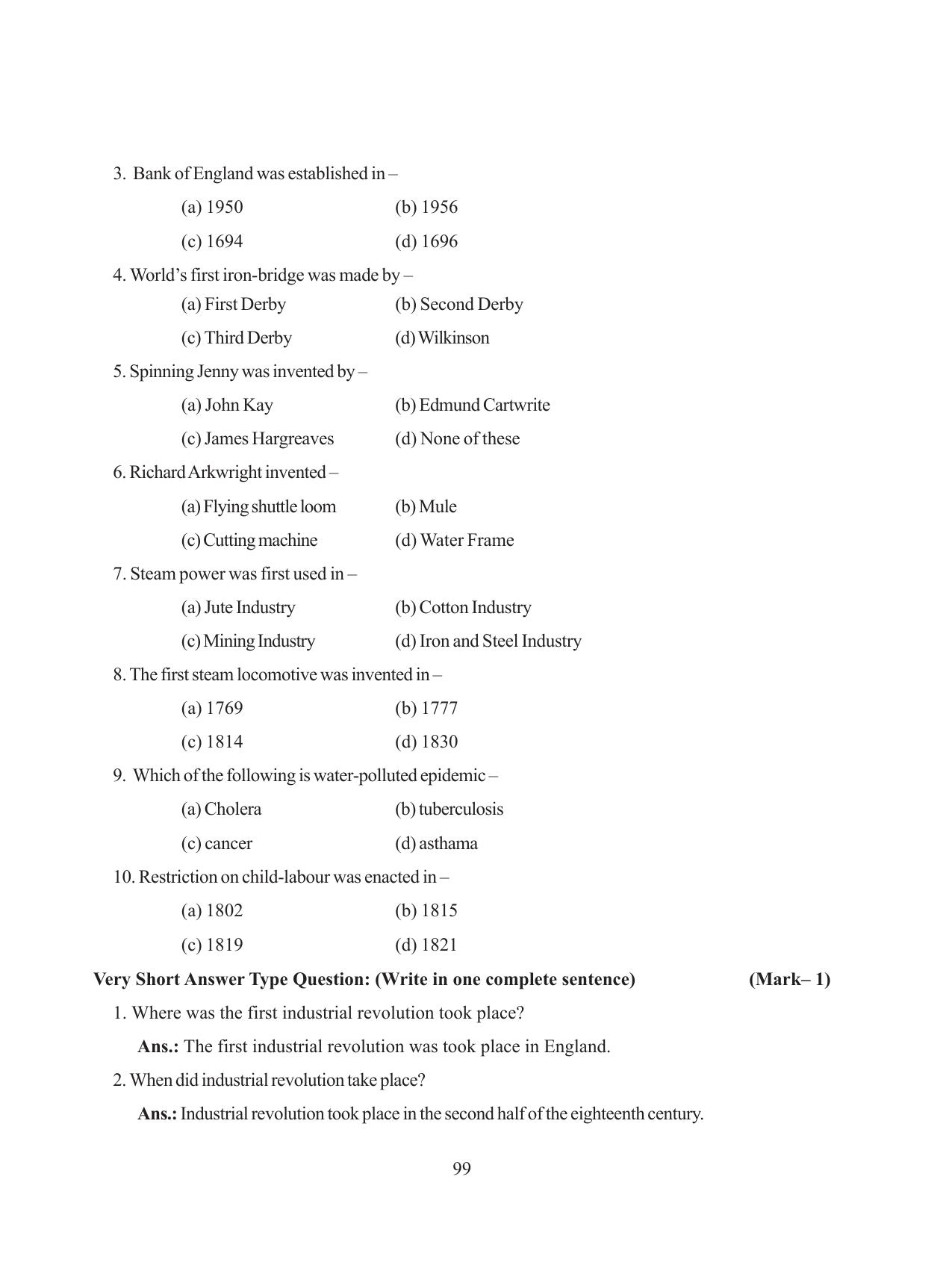 Tripura Board Class 11 History English Version Workbooks - Page 99