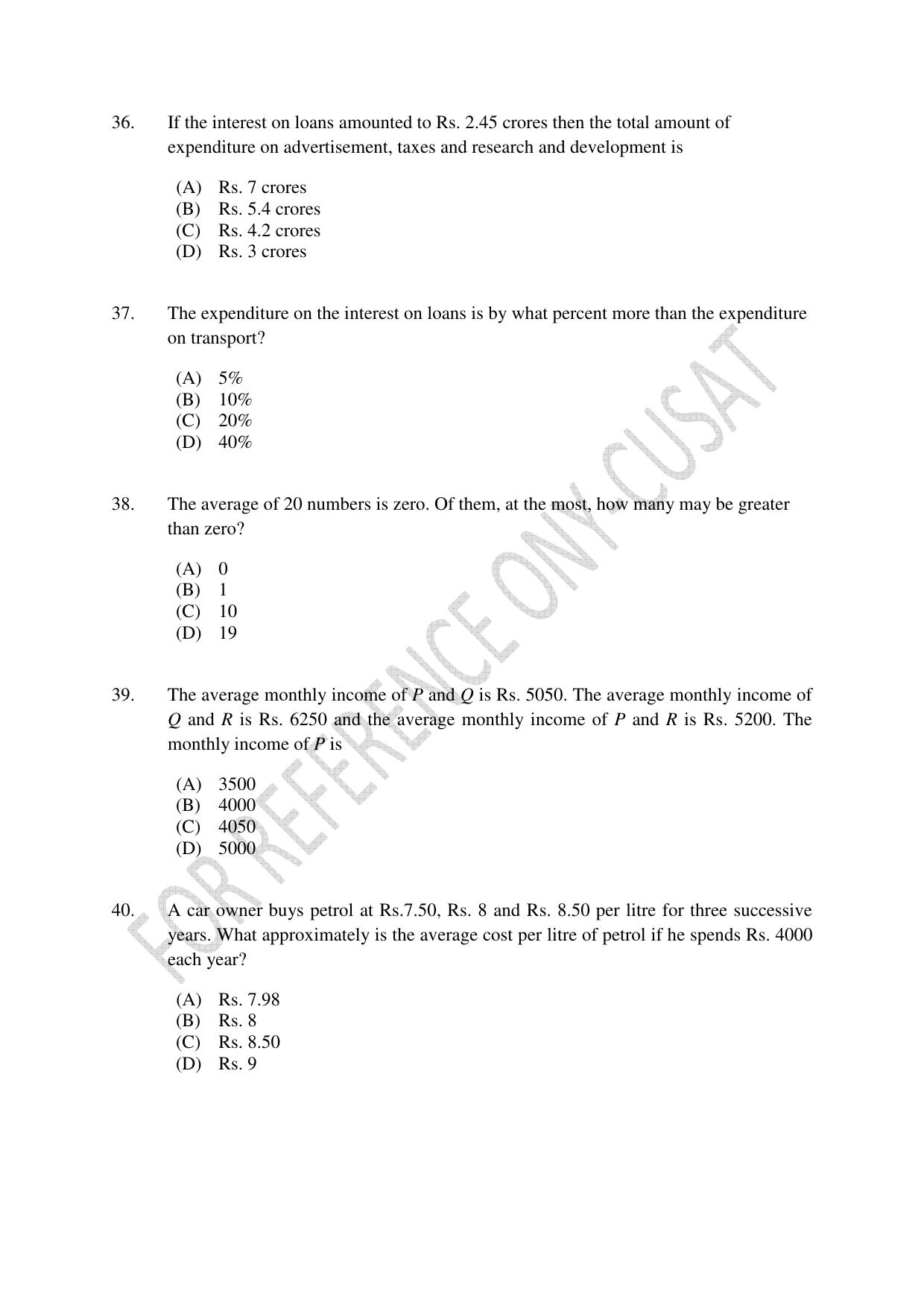 CUSAT CAT 2022 Test for B Voc programme Second Shift Question Paper - Page 10
