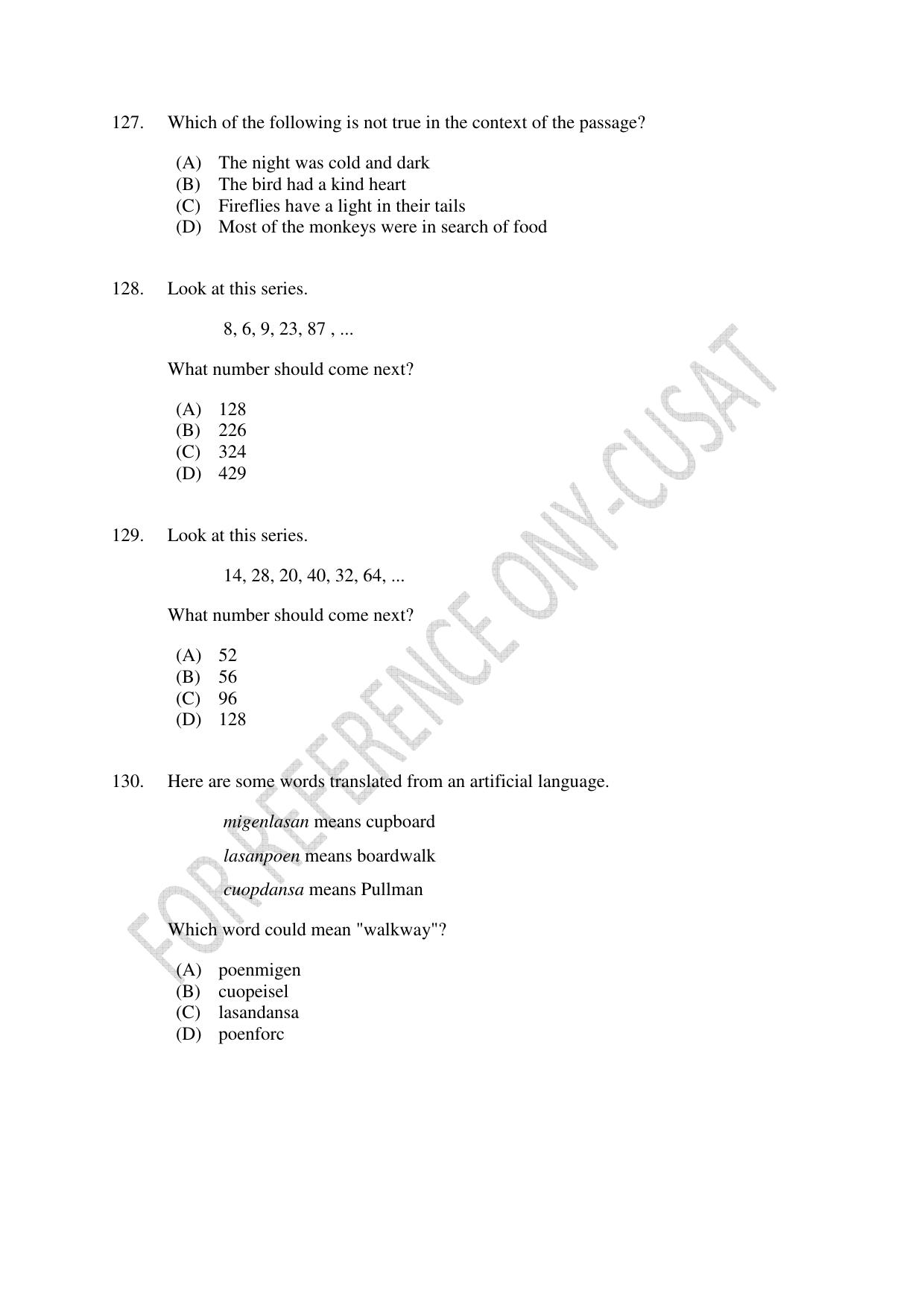 CUSAT CAT 2022 Test for B Voc programme Second Shift Question Paper - Page 30