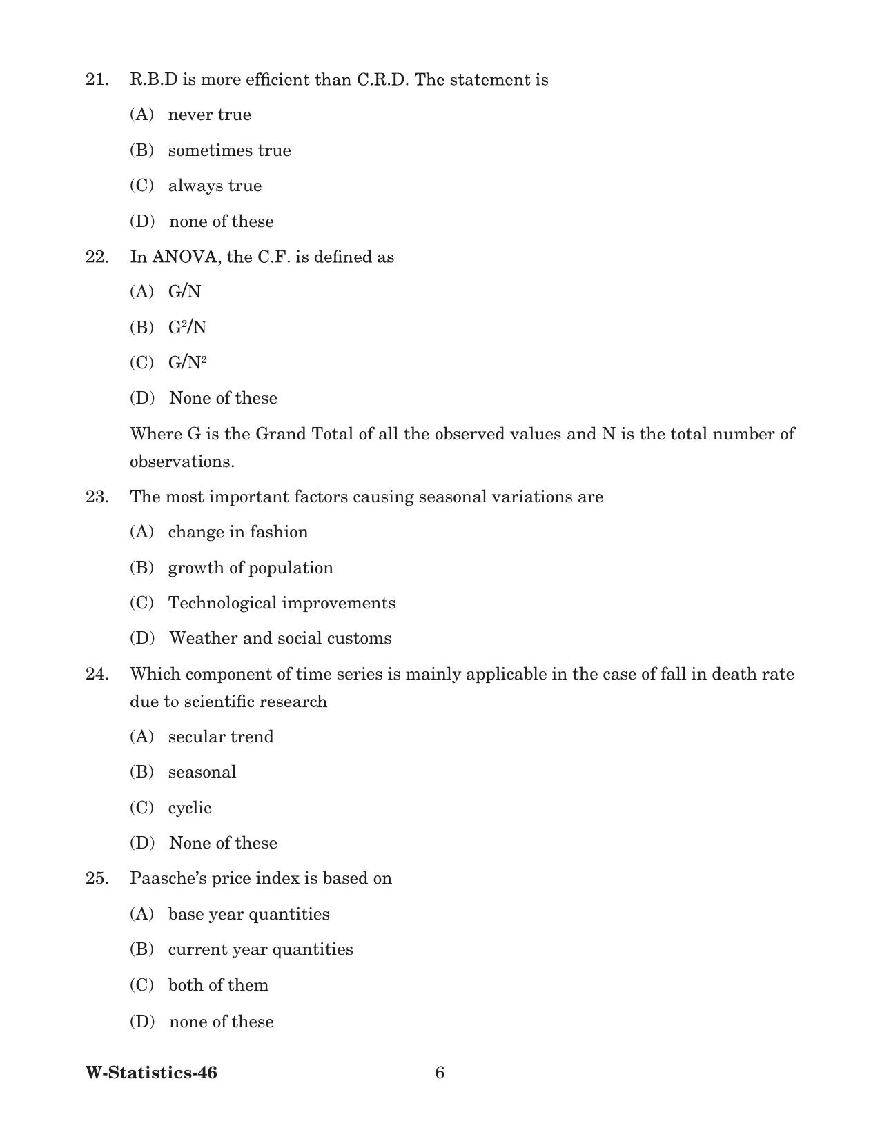Odisha CPET 2022 STATISTICS Question Paper - Page 6