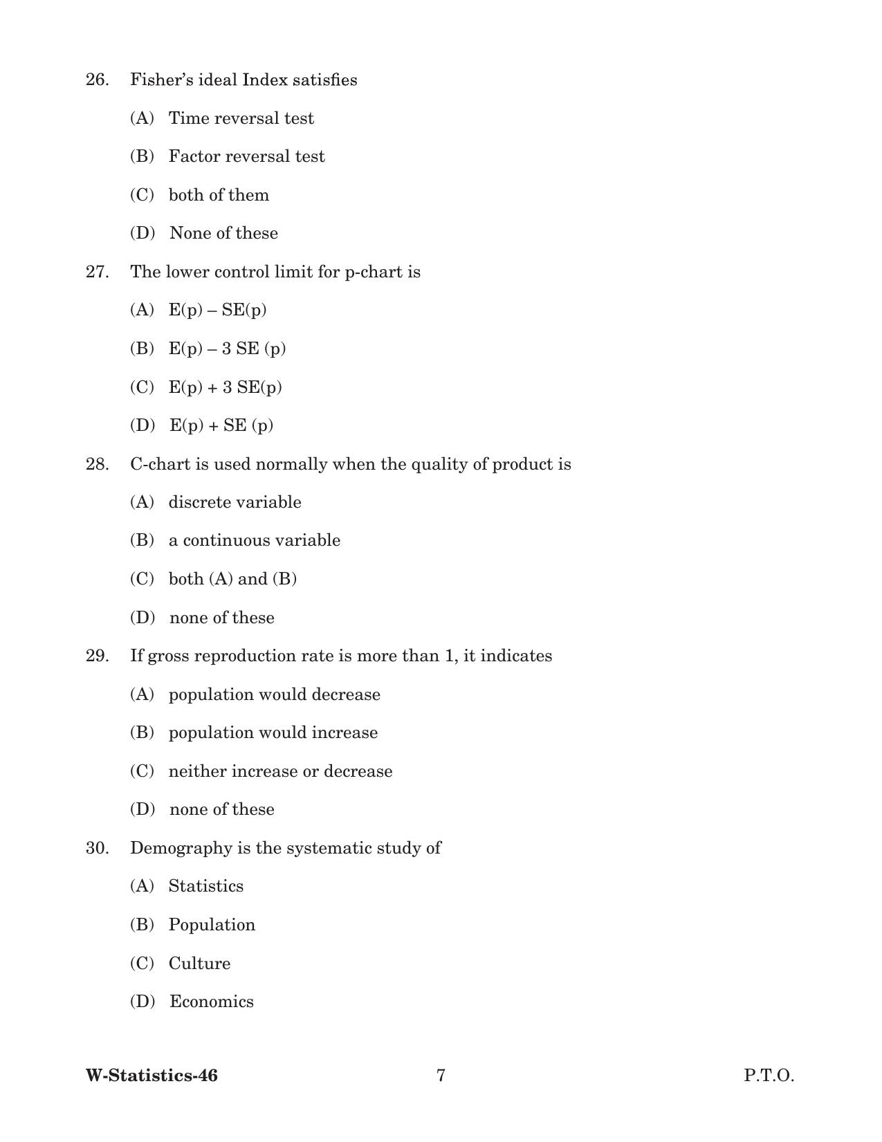 Odisha CPET 2022 STATISTICS Question Paper - Page 7