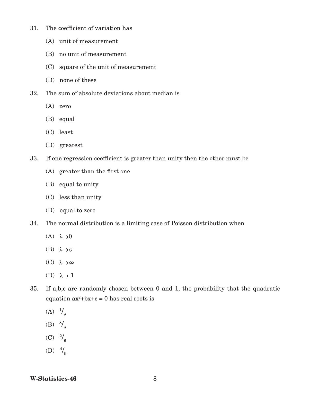 Odisha CPET 2022 STATISTICS Question Paper - Page 8