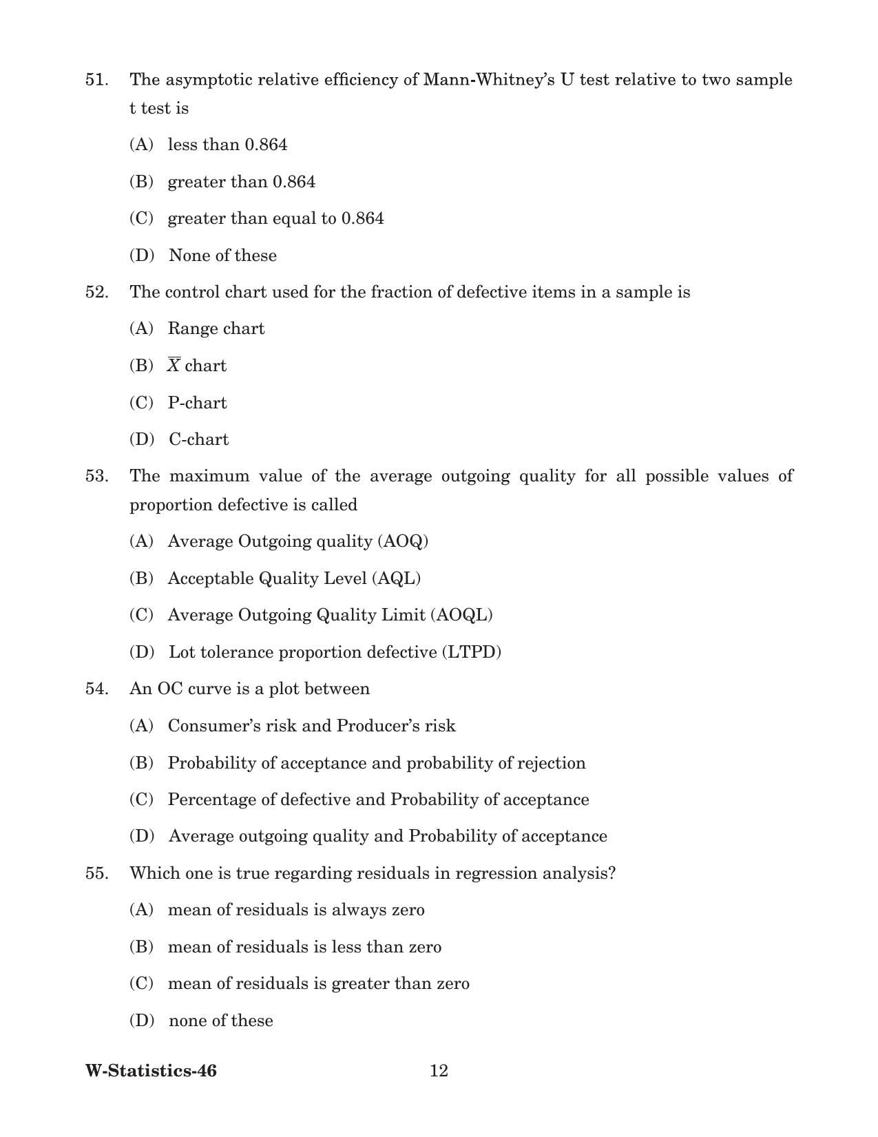 Odisha CPET 2022 STATISTICS Question Paper - Page 12