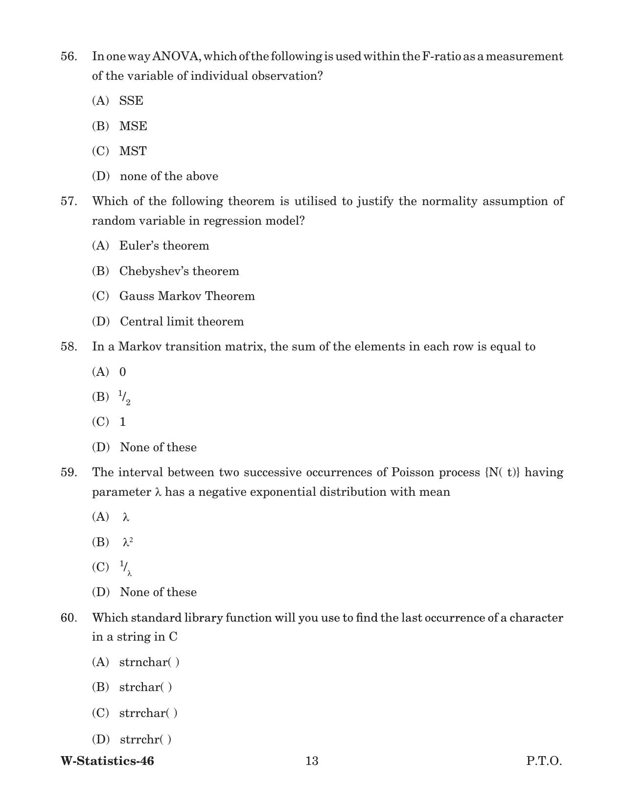 Odisha CPET 2022 STATISTICS Question Paper - Page 13