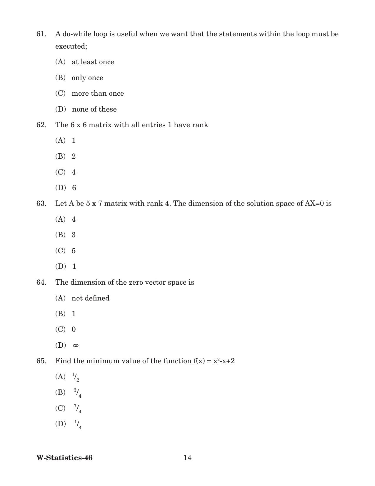 Odisha CPET 2022 STATISTICS Question Paper - Page 14