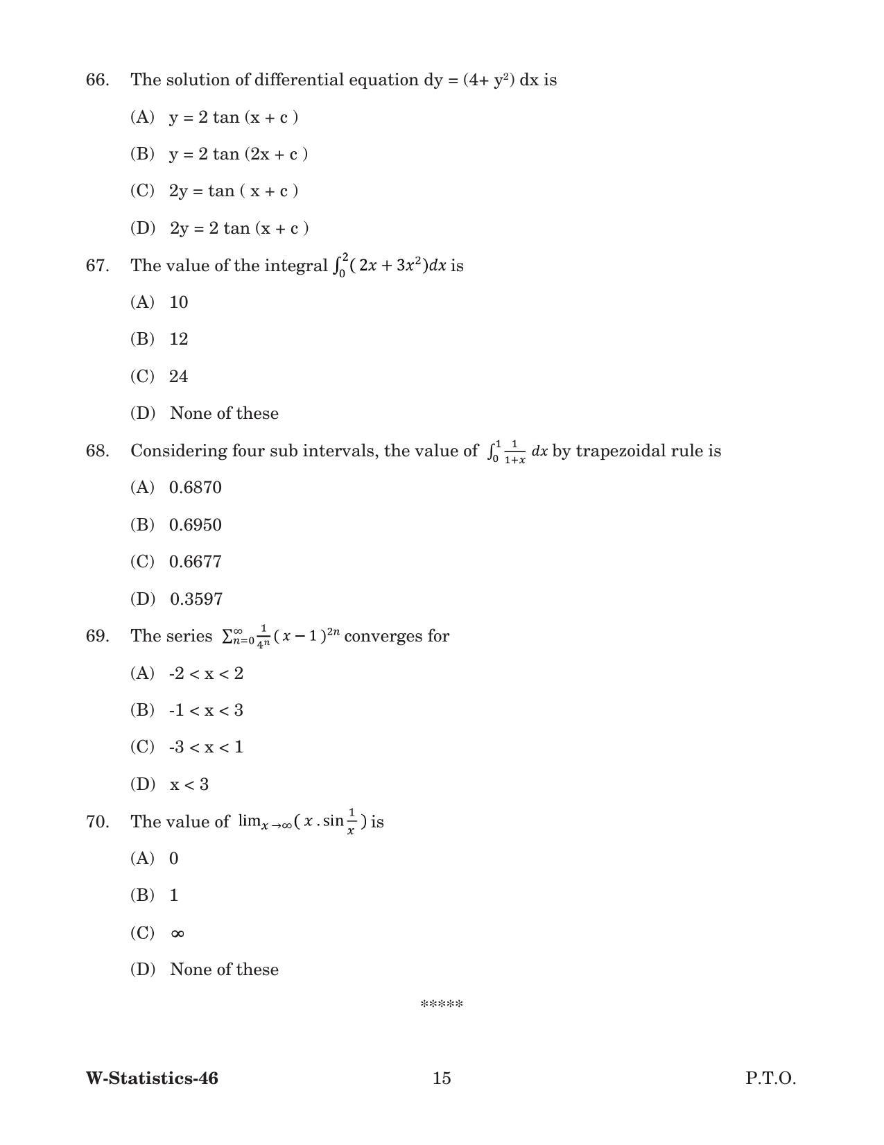 Odisha CPET 2022 STATISTICS Question Paper - Page 15