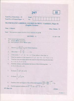 AP Inter 2nd Year Bridge Course Mathematics-II (EM) May 2018 (General) Question Paper