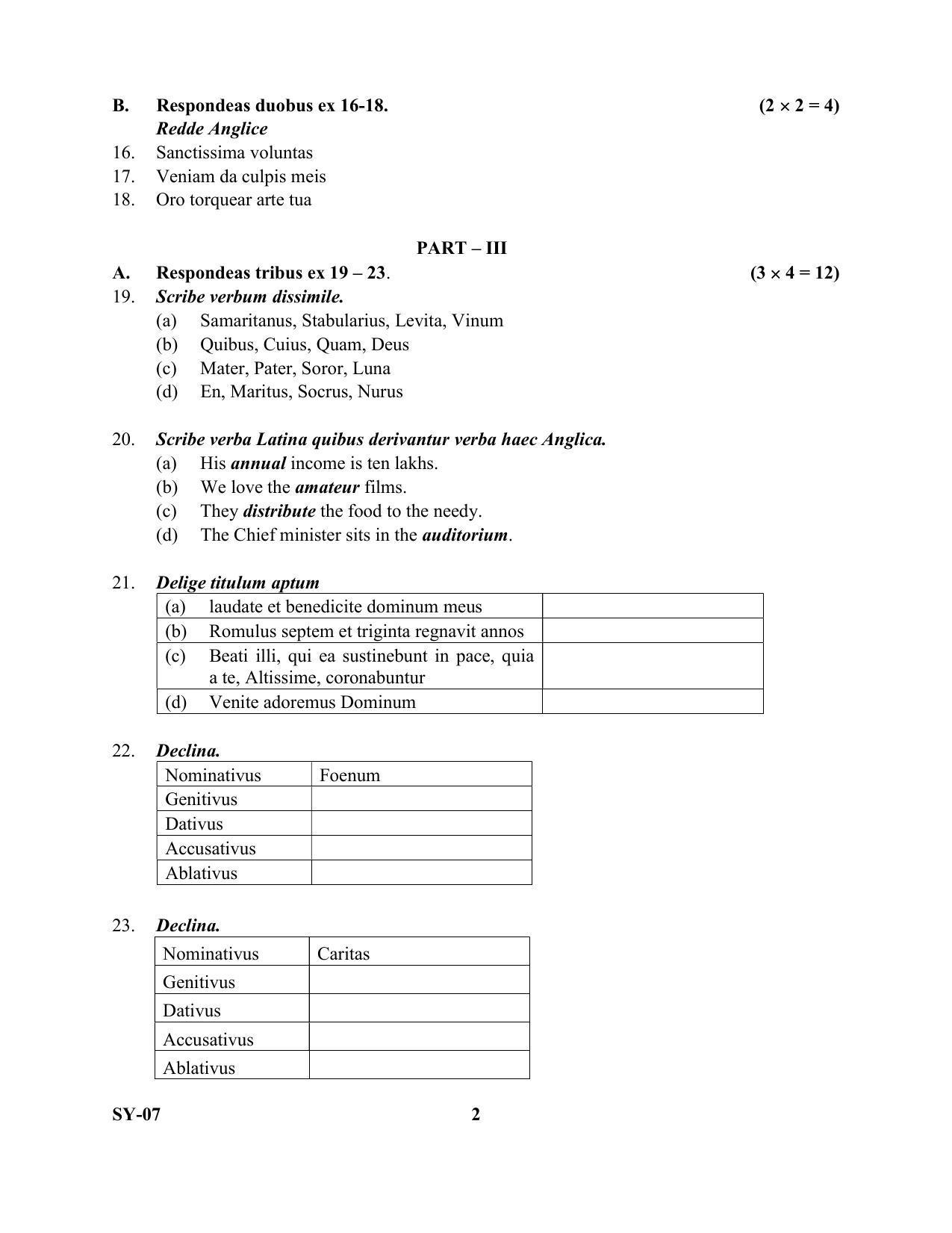 Kerala Plus Two Question Paper 2022 - Latin - Page 2