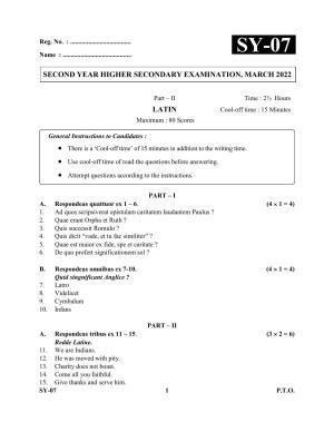 Kerala Plus Two Question Paper 2022 - Latin