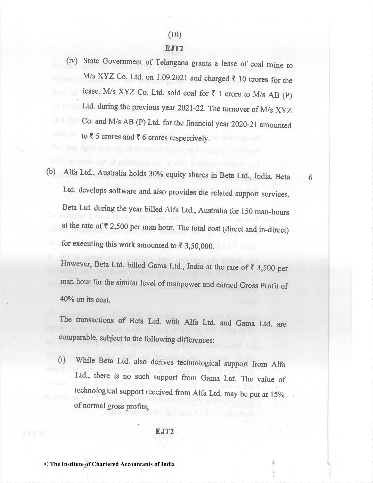 CA Final May 2022 Question Paper - Paper 7 – Direct Tax Laws and International Taxation - Page 10