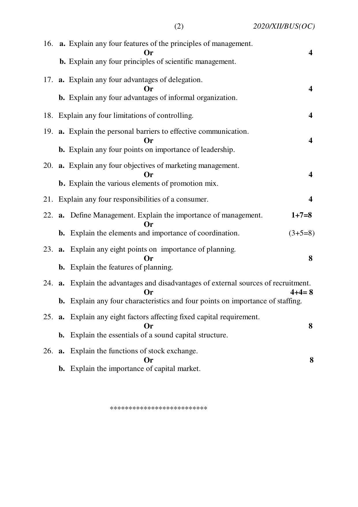 Nagaland Board Class 12 BUSINESS STUDIES (OLD COURSE) 2020 Question Papers - Page 2