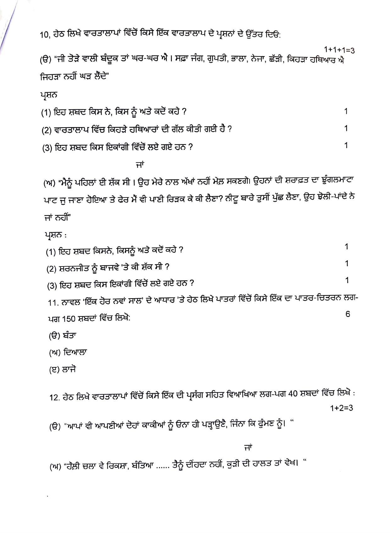 PSEB Class 10 Punjabi Set A Model Papers - Page 3