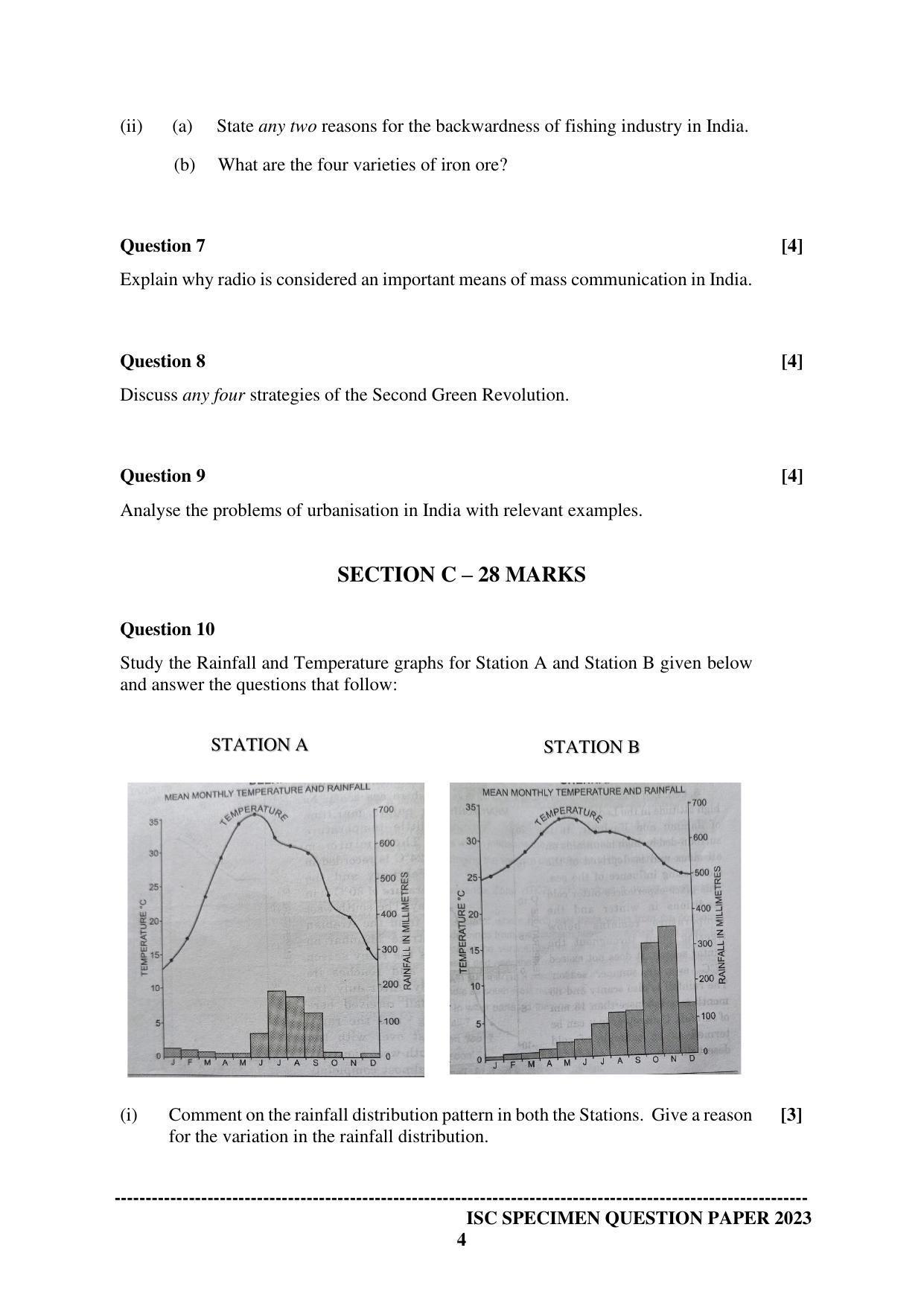 ISC Class 12 Geography Sample Paper 2023 - Page 4