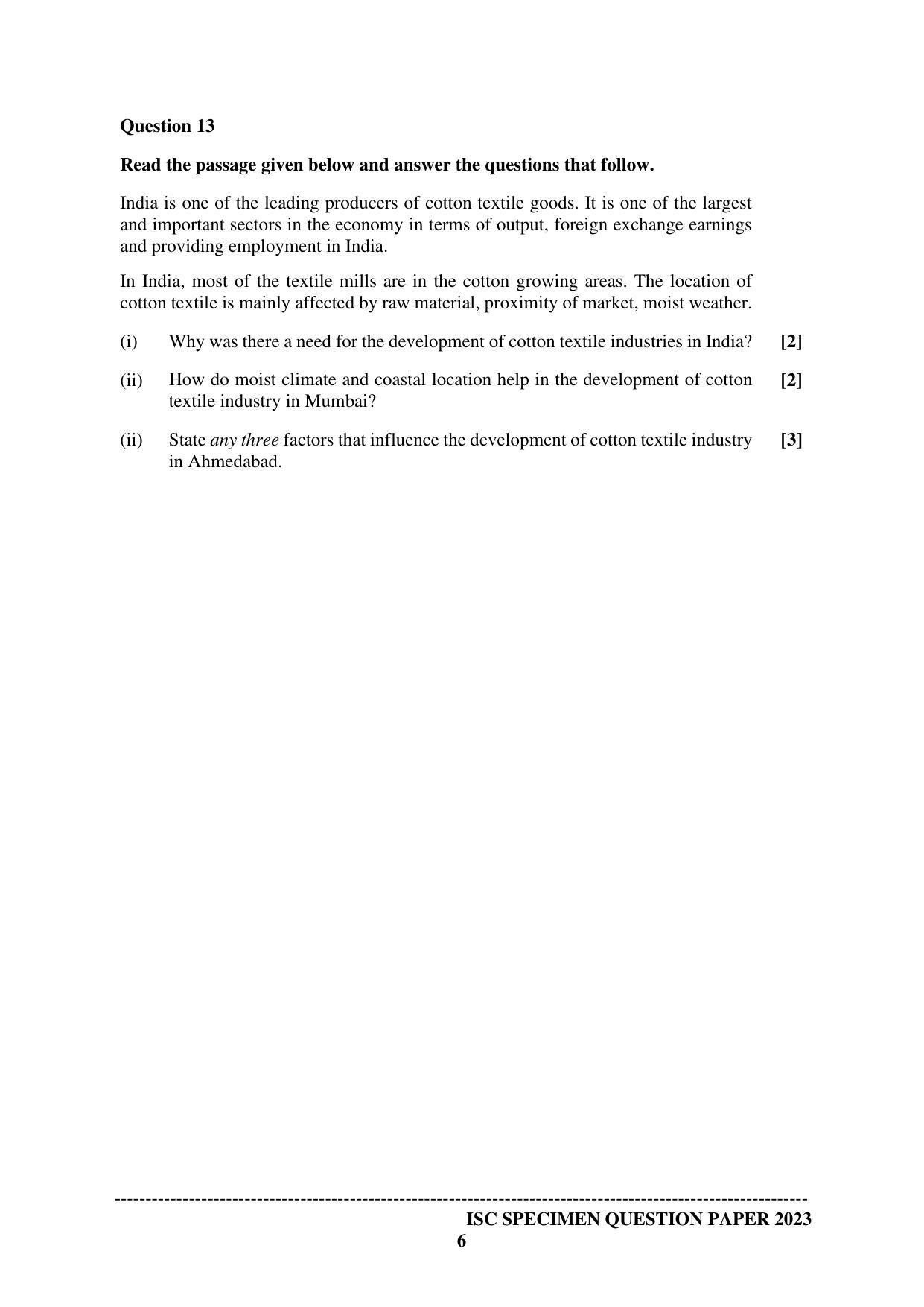 ISC Class 12 Geography Sample Paper 2023 - Page 6