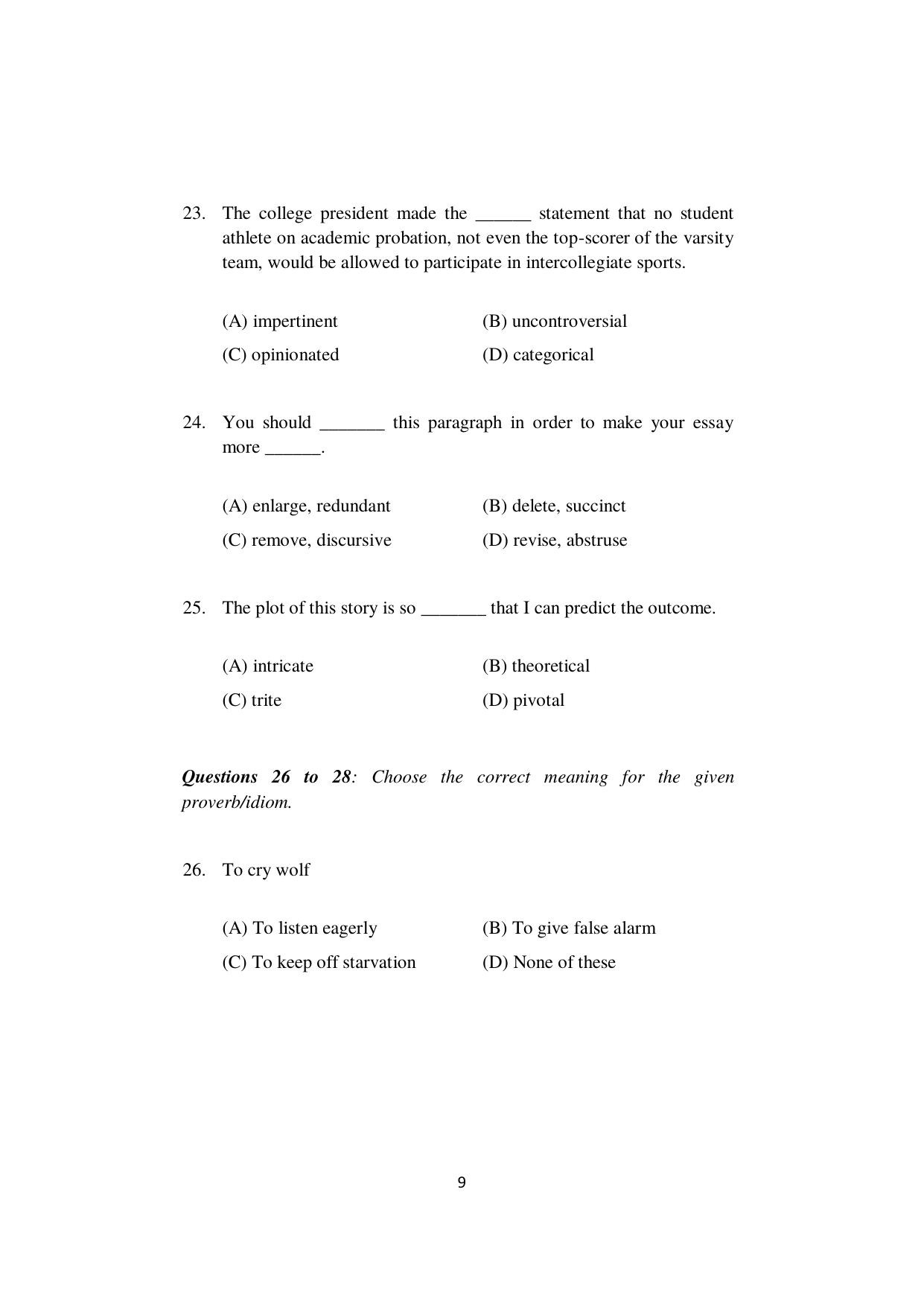 ISI Admission Test M.S (LIS) - Library and Information Science (PLB) 2024 Sample Paper - Page 9