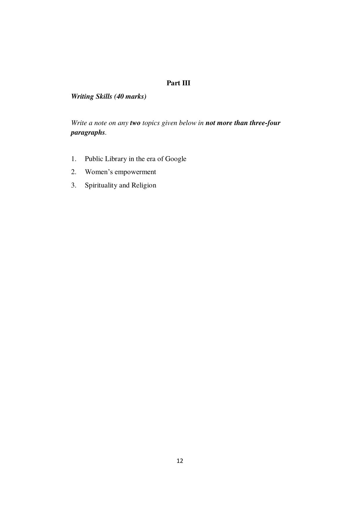 ISI Admission Test M.S (LIS) - Library and Information Science (PLB) 2024 Sample Paper - Page 12