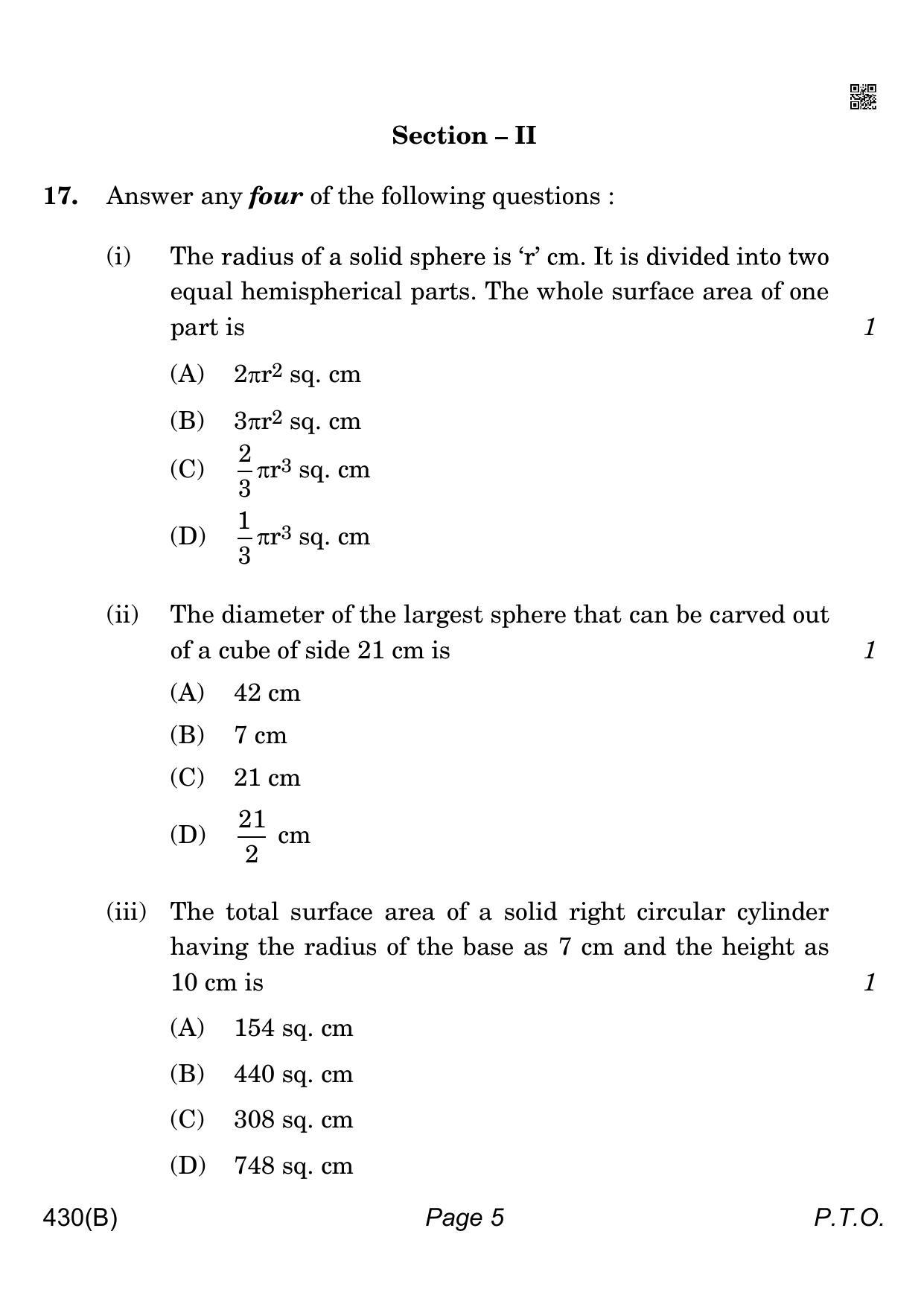 CBSE Class 10 QP_241_MATHS_BASIC_FOR_VI_CANDIDATES 2021 Compartment Question Paper - Page 5