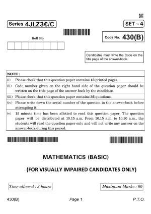 CBSE Class 10 QP_241_MATHS_BASIC_FOR_VI_CANDIDATES 2021 Compartment Question Paper