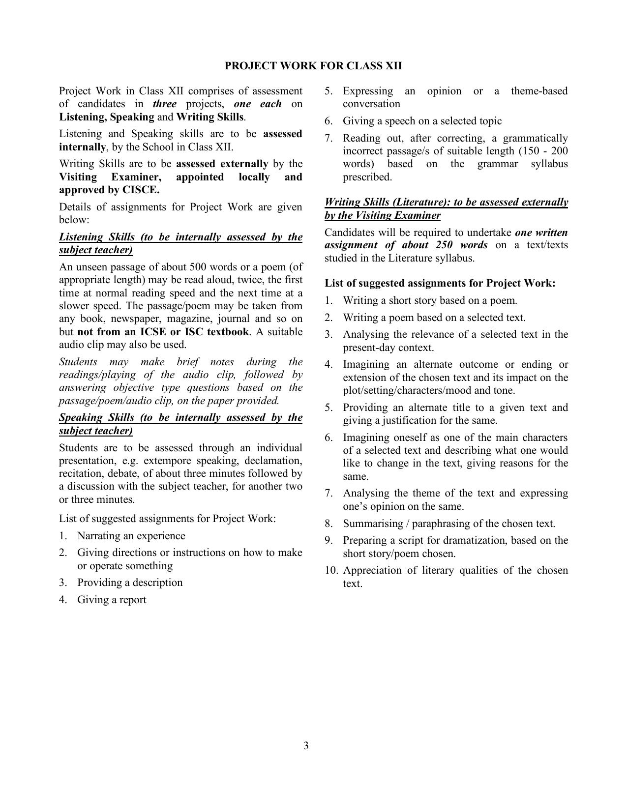 ISC Class XI & XII Classical Languages 2025 Syllabus - Page 3