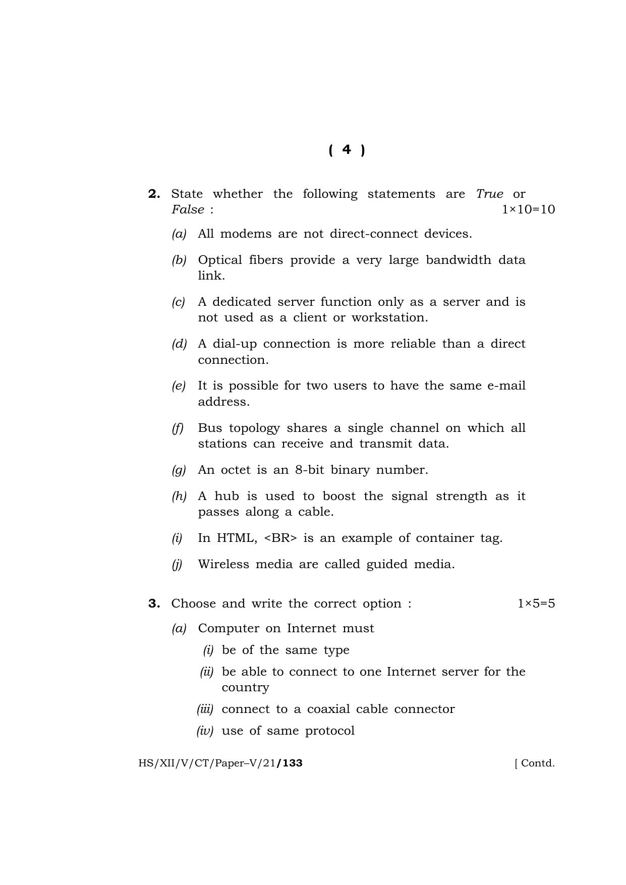 Meghalaya Board (MBOSE) Class 12 COMPUTER TECHNIQUE Paper–V (HS-XII-V-CT-Paper–V-21) 2021 Question Paper - Page 4