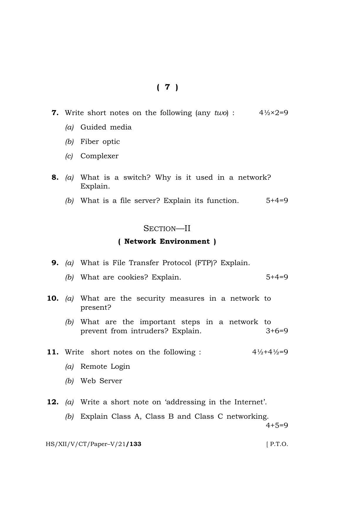 Meghalaya Board (MBOSE) Class 12 COMPUTER TECHNIQUE Paper–V (HS-XII-V-CT-Paper–V-21) 2021 Question Paper - Page 7