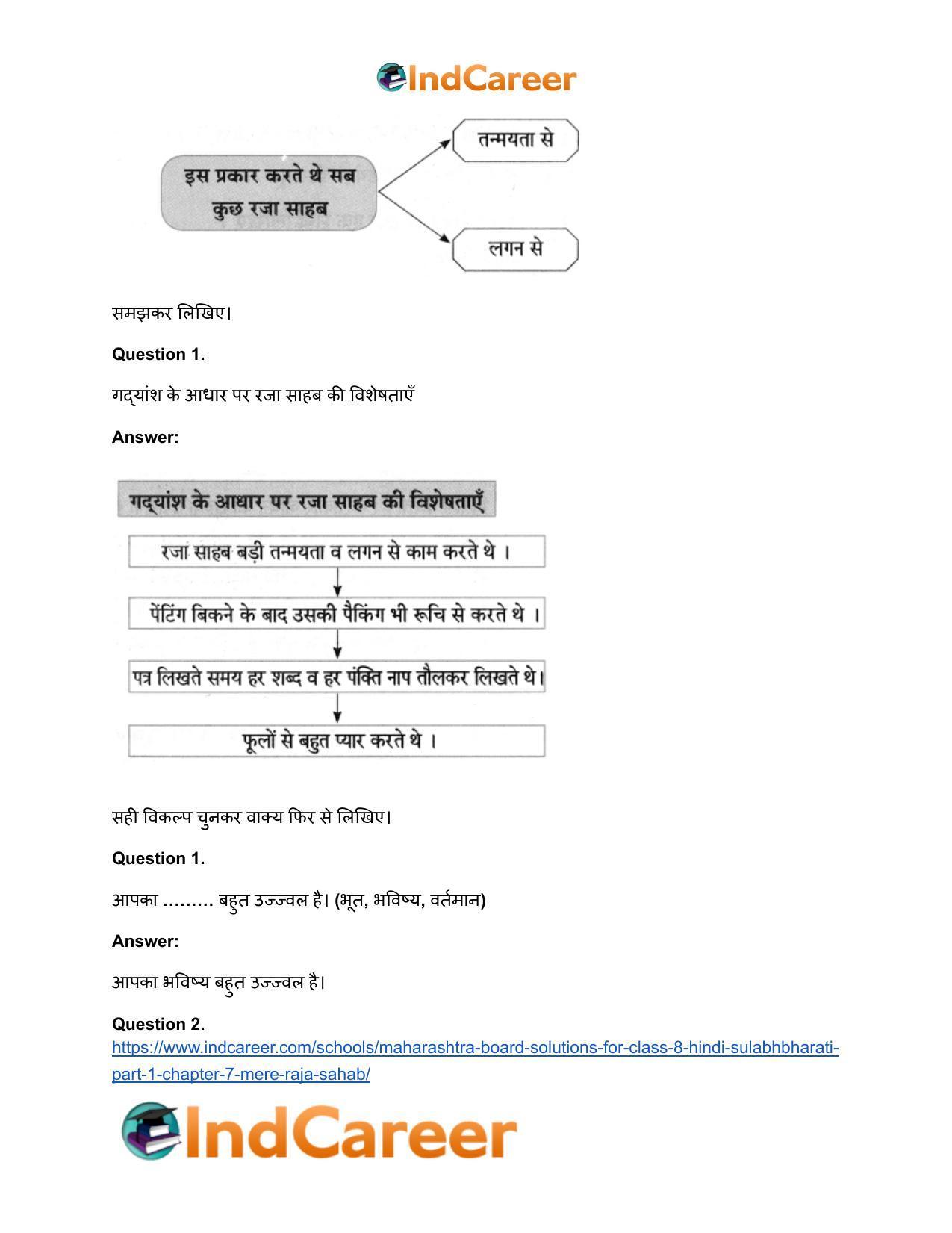 Maharashtra Board Solutions for Class 8- Hindi Sulabhbharati (Part 1): Chapter 7- मेरे रजा साहब - Page 17