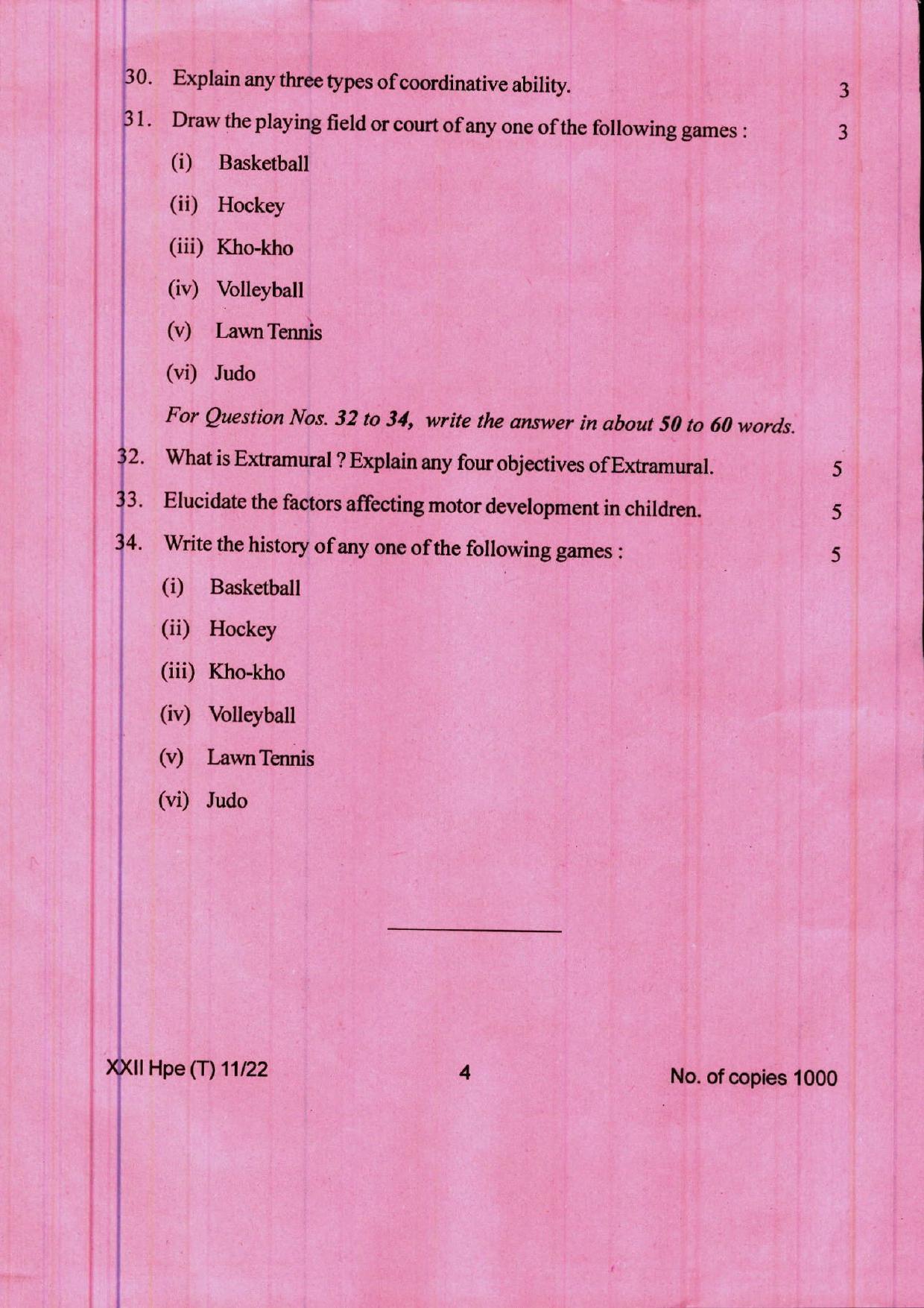 COHSEM 12th Question Papers 2022 Health and Physical Education - Page 4