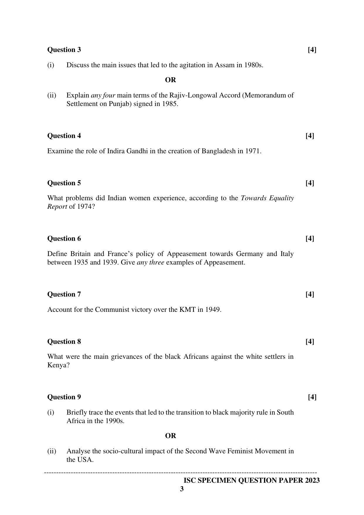 ISC Class 12  History Sample Paper 2023 - Page 3