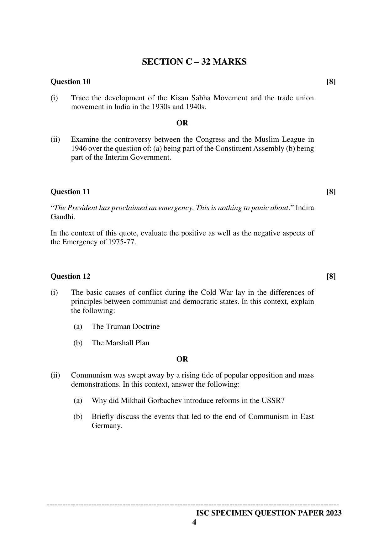 ISC Class 12  History Sample Paper 2023 - Page 4