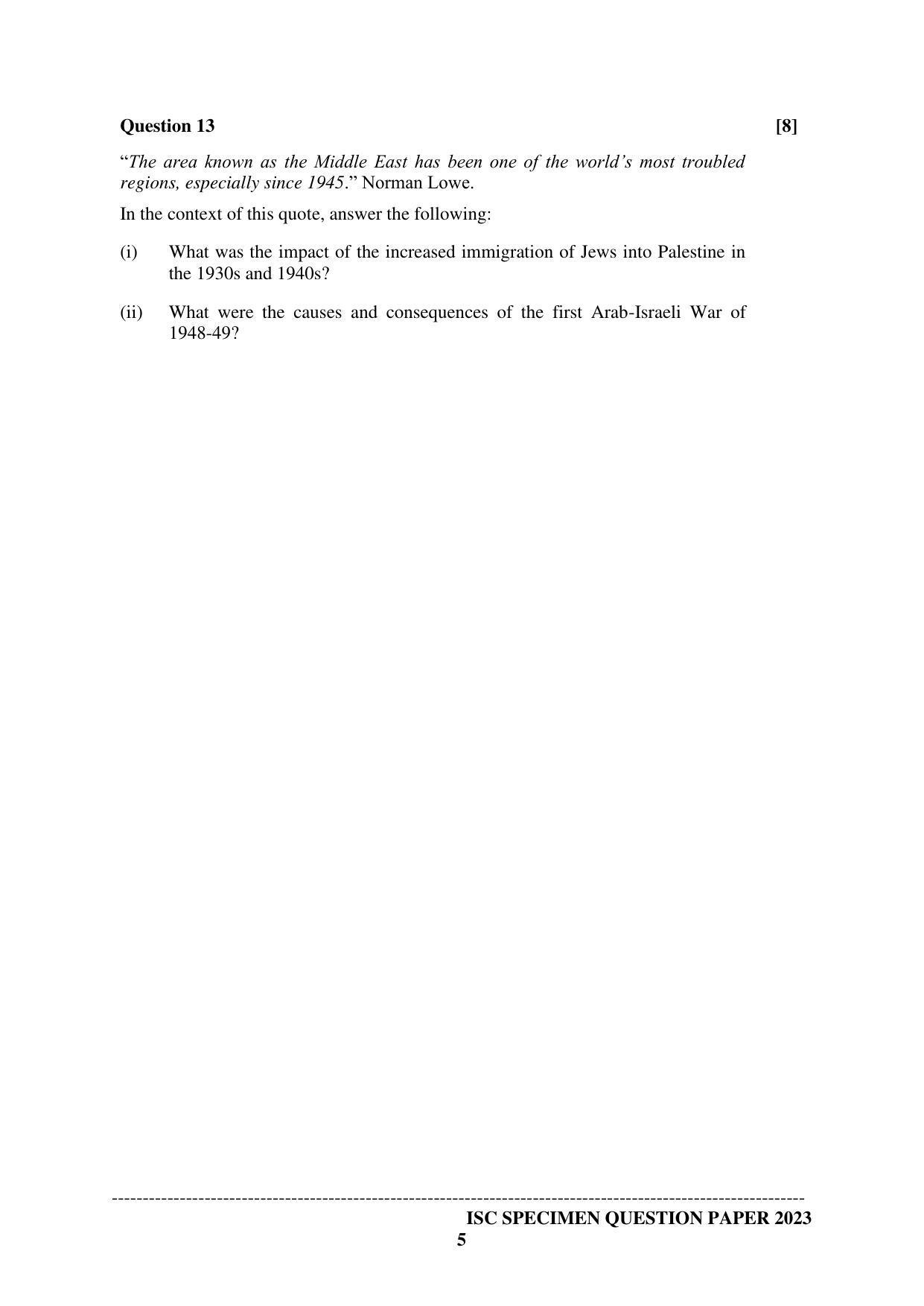 ISC Class 12  History Sample Paper 2023 - Page 5