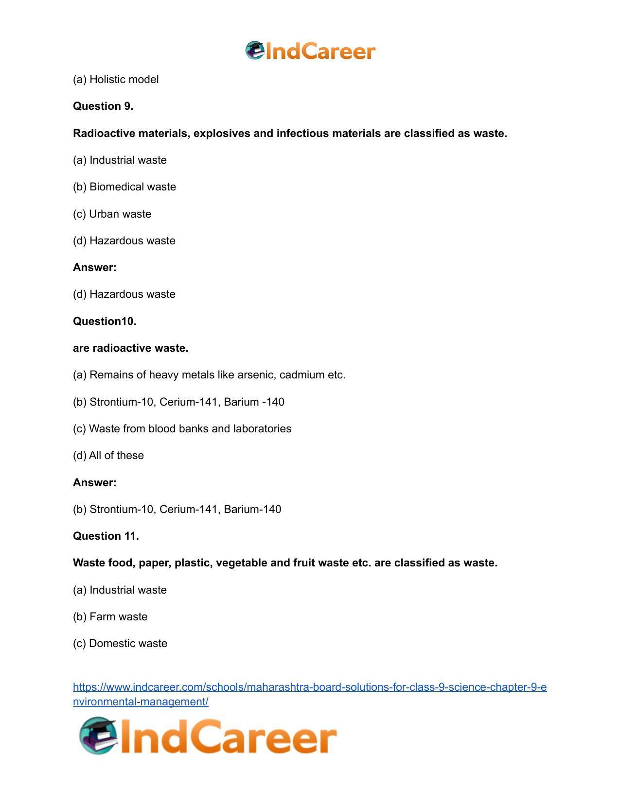 Maharashtra Board Solutions for Class 9- Science: Chapter 9- Environmental Management - Page 20