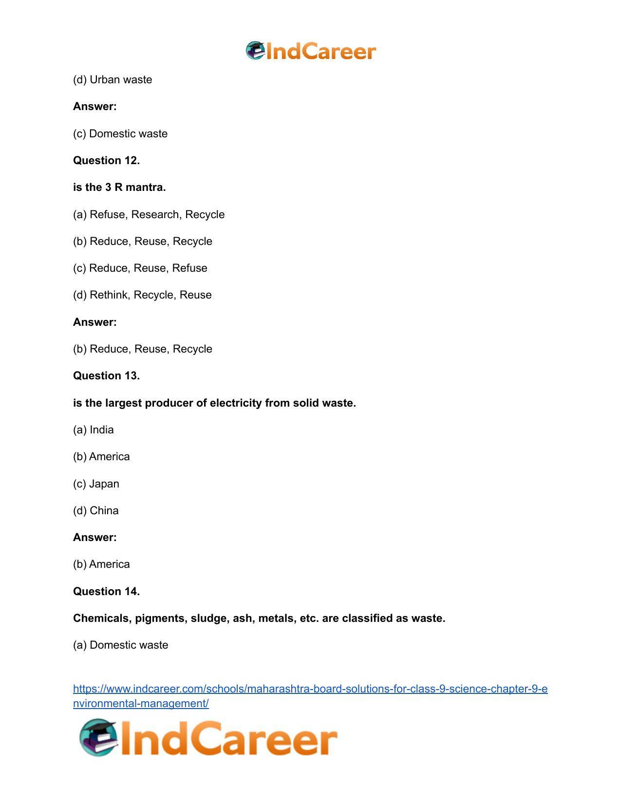 Maharashtra Board Solutions for Class 9- Science: Chapter 9- Environmental Management - Page 21